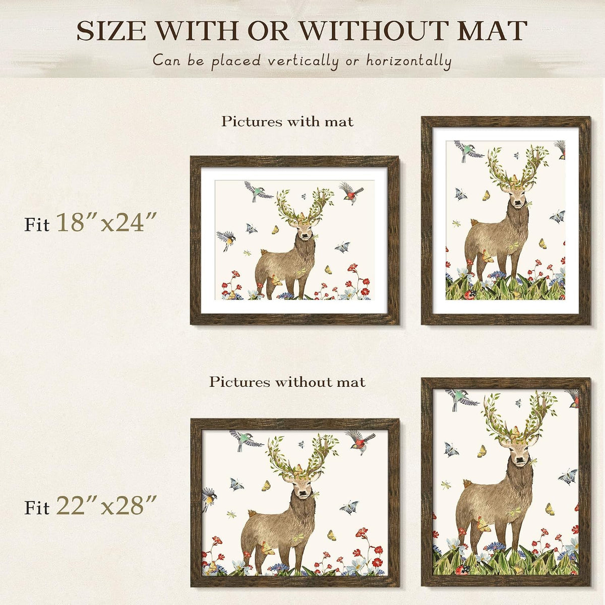 22x28 Rustic Brown Poster Frame, Picture Frame for Wall, 3 Pack | Fits 18x24 Photos With Mat or 22x28 Without Mat