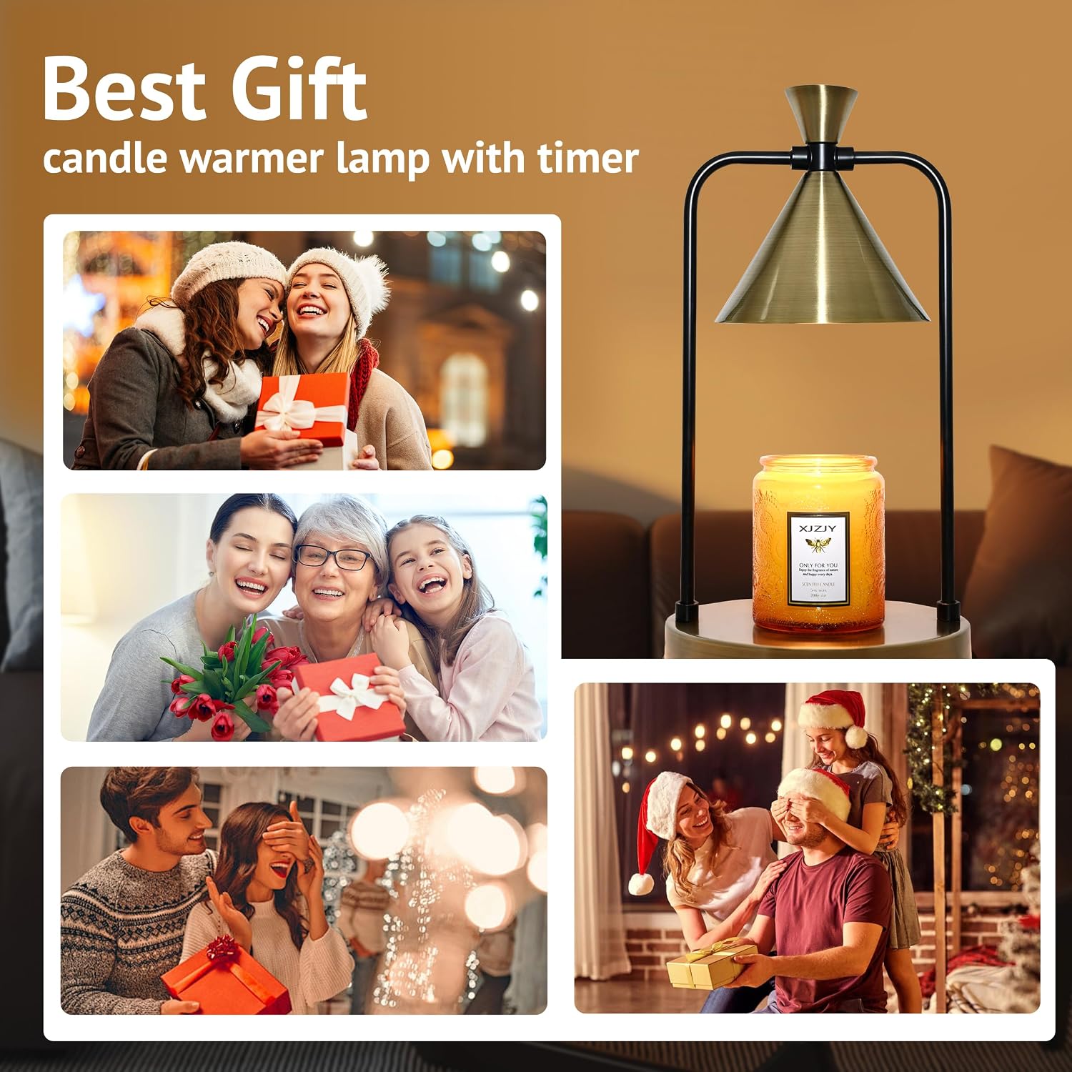 XJZJY Large Bronze Candle Warmer Lamp with Timer, Modern Home Decor | Dimmable wax melt warmer, large base for jar