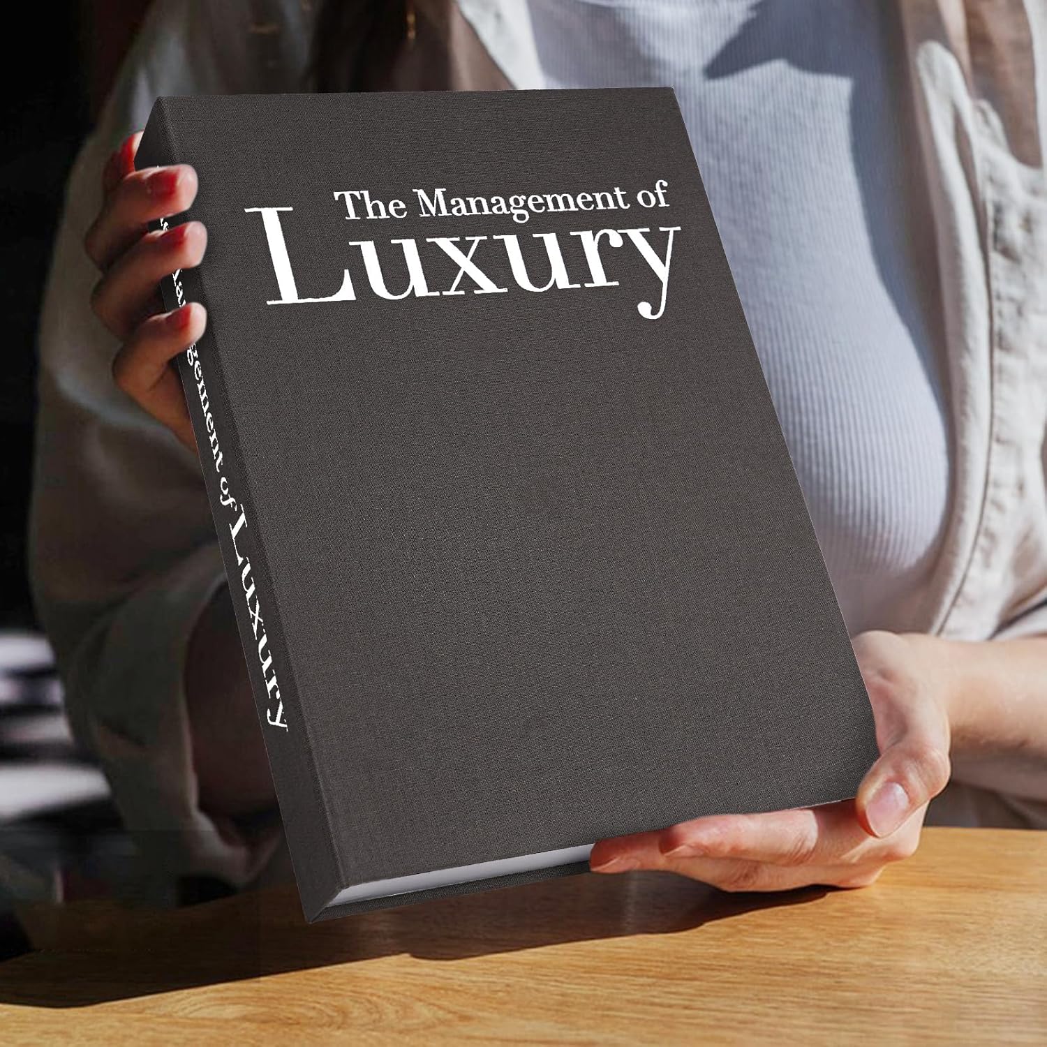 Minimalist Linen Hardcover Faux/Fake Books / Black-gray-beige / Luxury / Set of 3