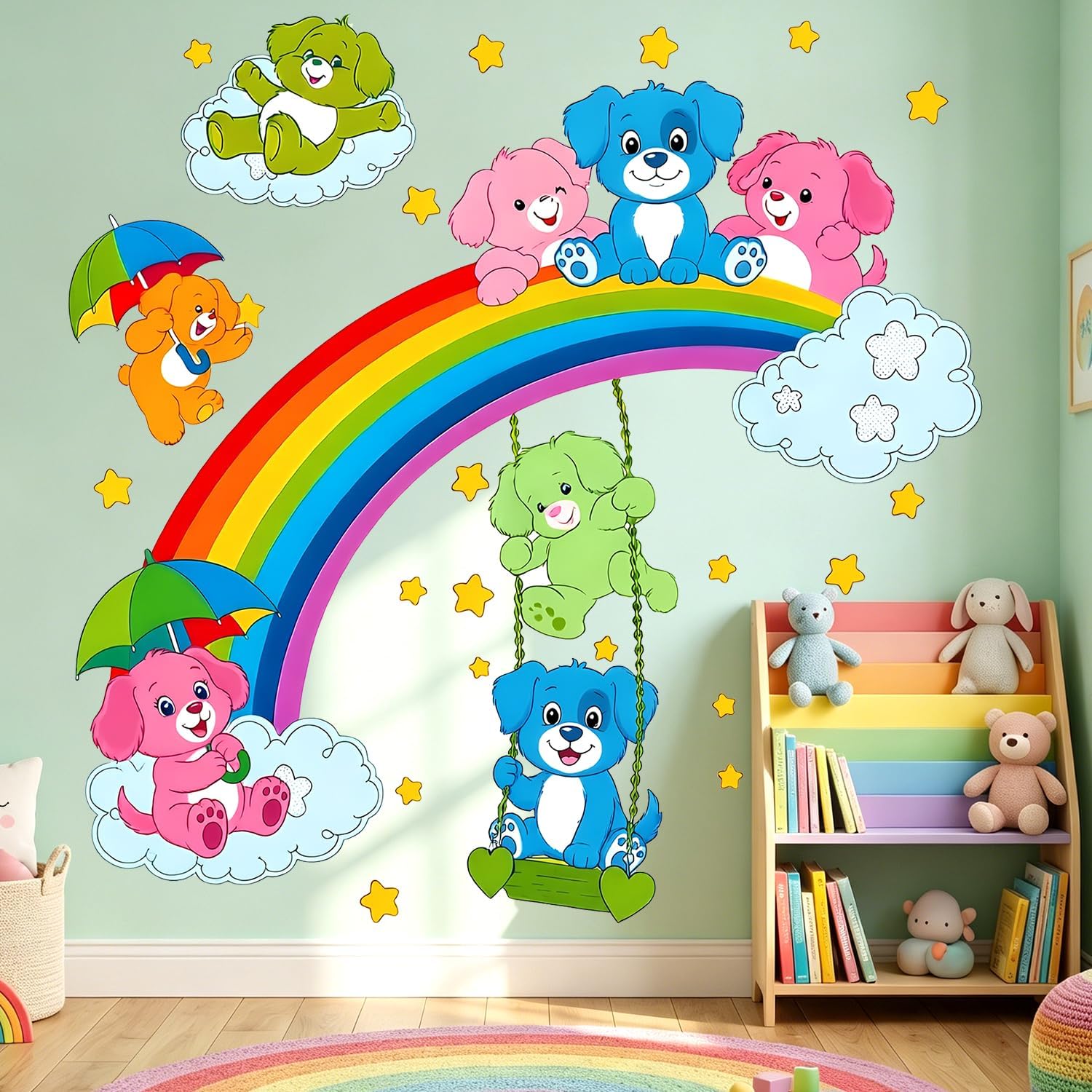 Cheerful cartoon bear wall decal