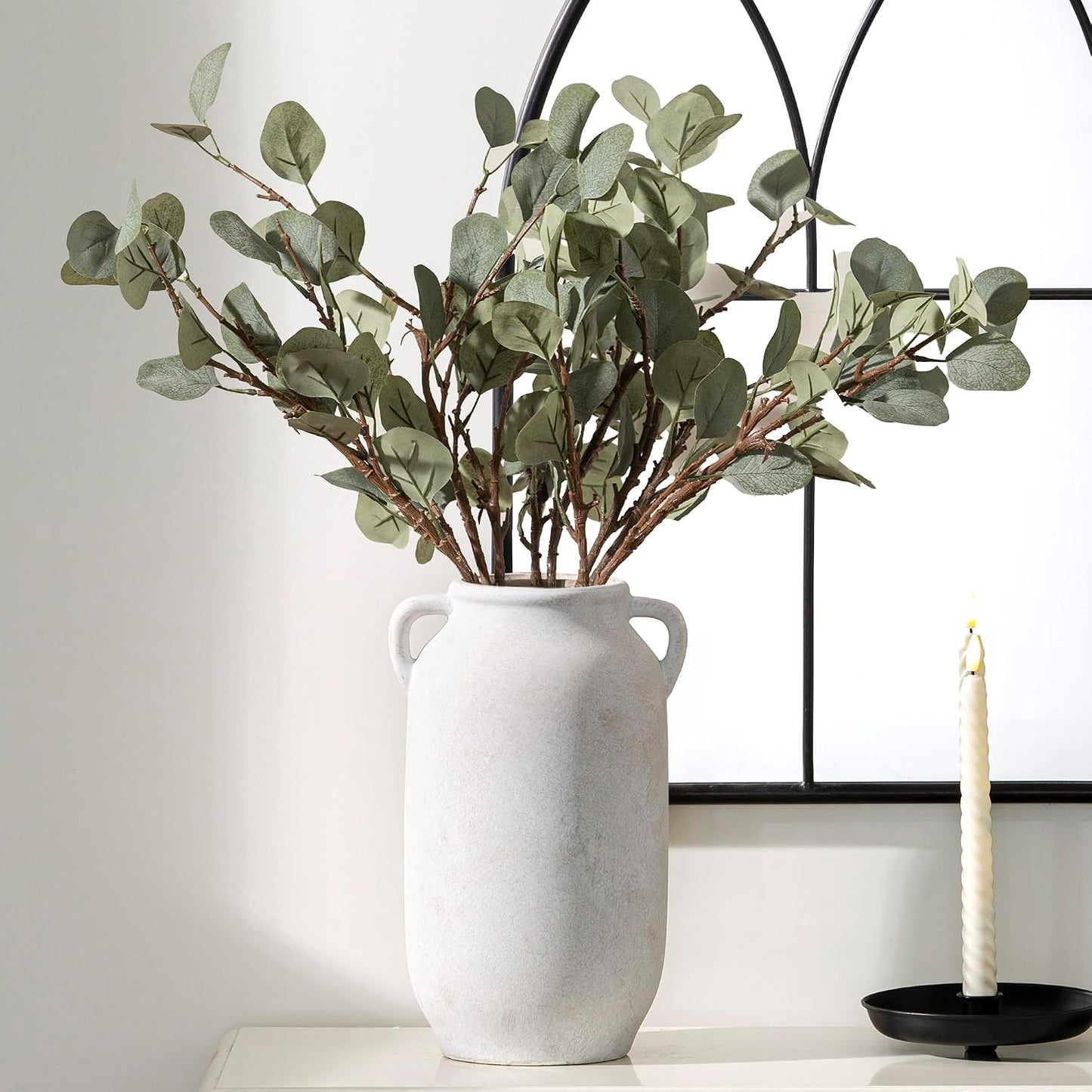 Tall Ceramic Farmhouse Rustic Table Vases / 12" Rustic / White / 12 Inch