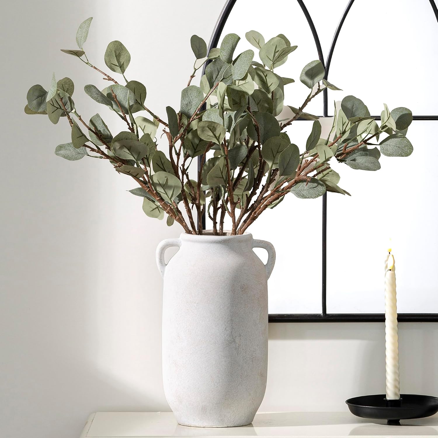 Tall Ceramic Farmhouse Rustic Table Vases / 12" Rustic / White / 12 Inch