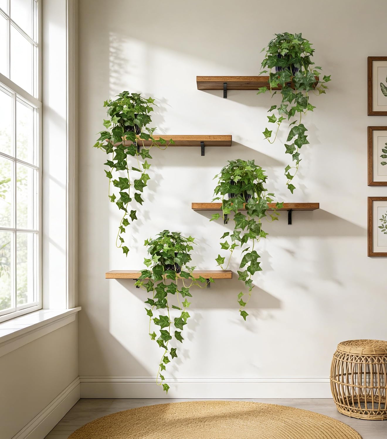 Fake Plants Faux Ivy Plants Potted Indoor Artificial Hanging Plants / Green Ivy Potted / Set of 2