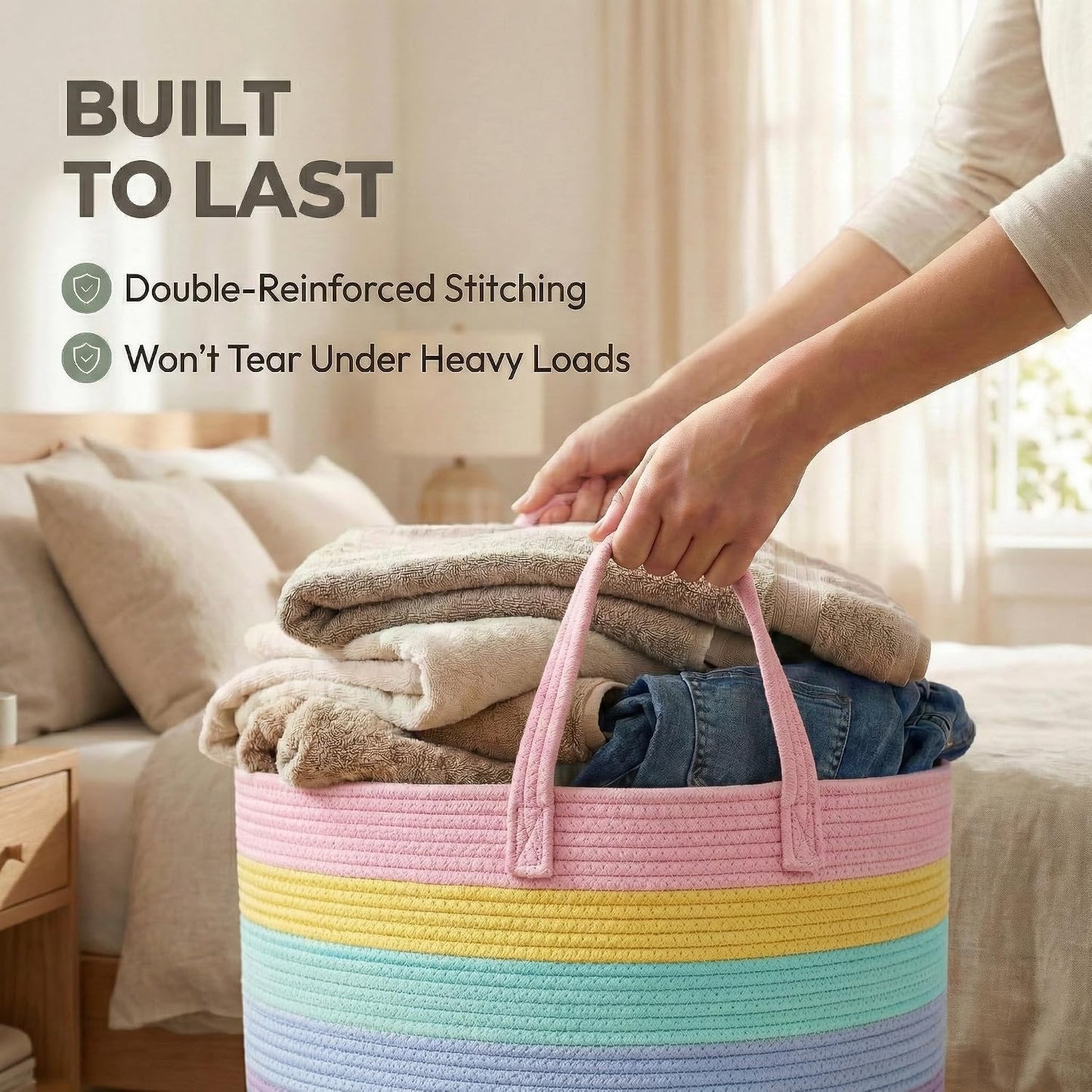 Extra Large Blanket Basket / Rainbow / 65L
