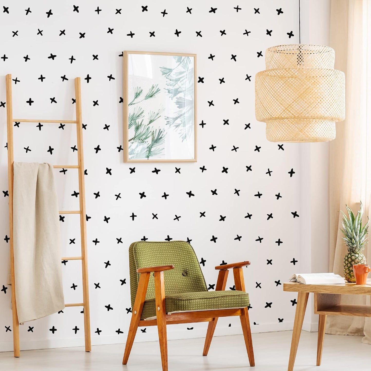 Peel and Stick Modern Boho Minimalist Geometric Abstract Wall Stickers / Plus Sign / Black