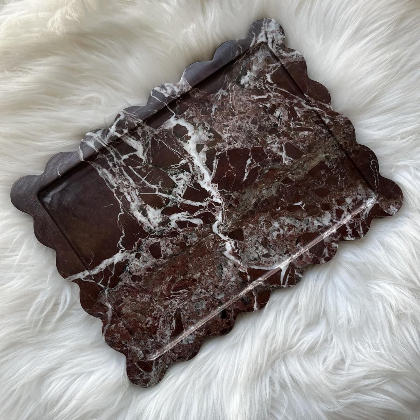 Scalloped Marble Tray / Rosa Levanto / Natural / 10.8 x 8