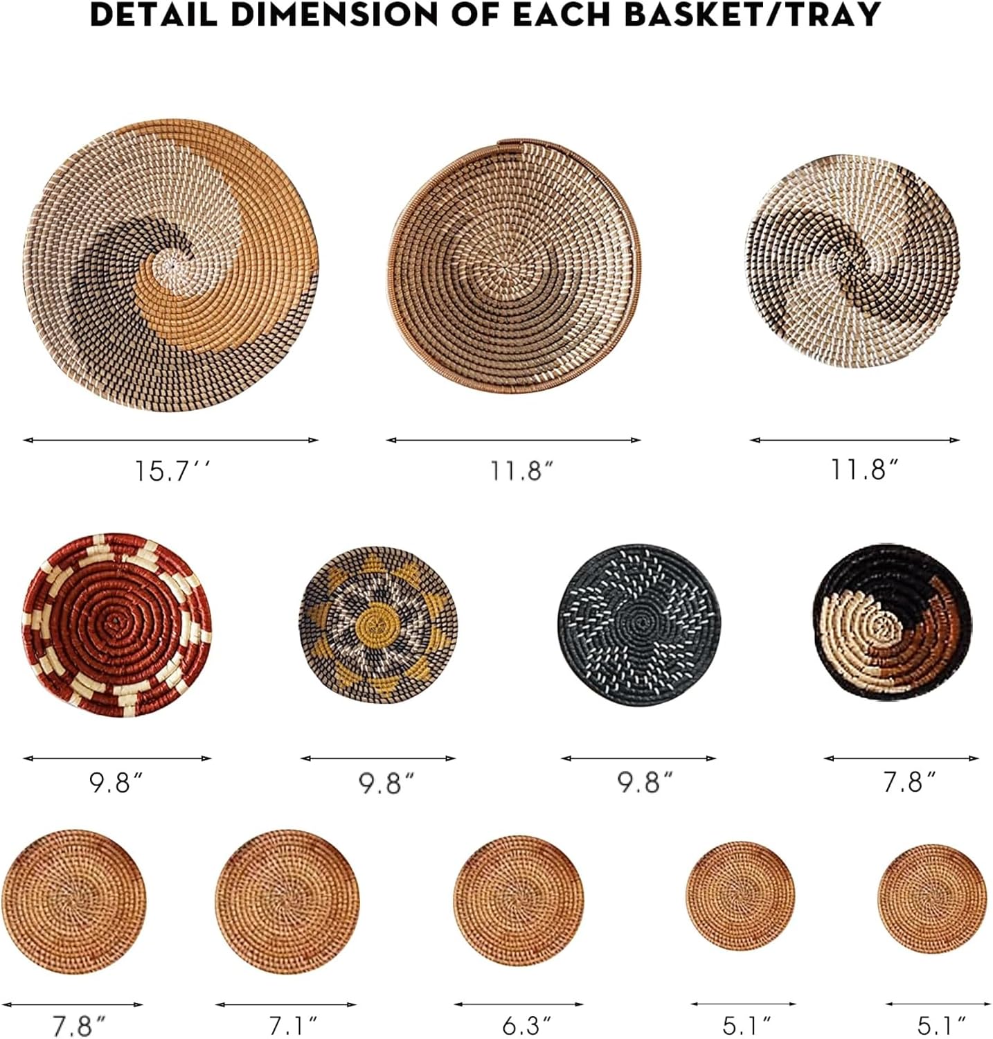 Woven Basket Wall Decor / Set of 12