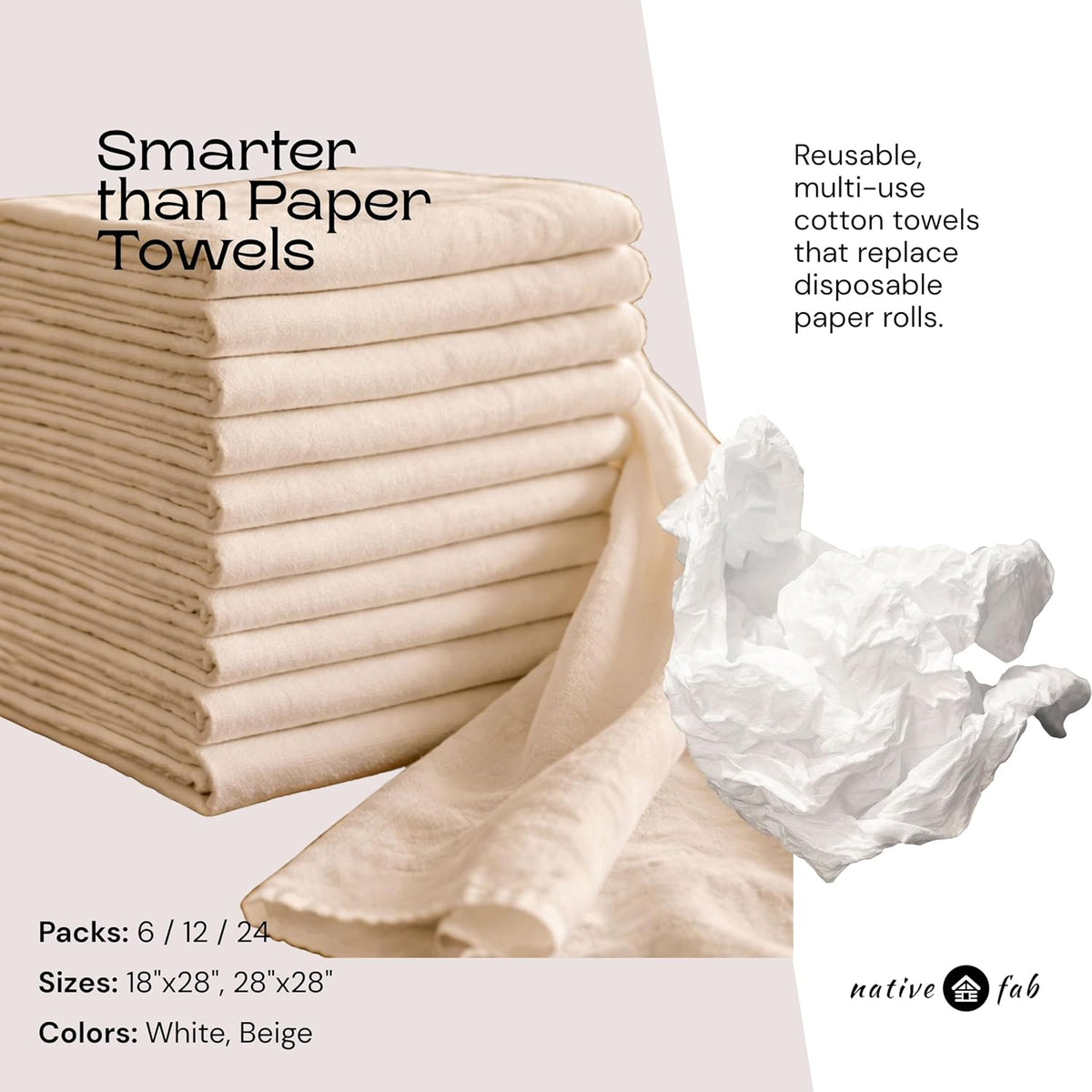 Native Fab Flour Sack Towels 24 Pack, 100% Cotton [18x28 Inches] Highly Absorbent, Premium Quality Cloth, Machine