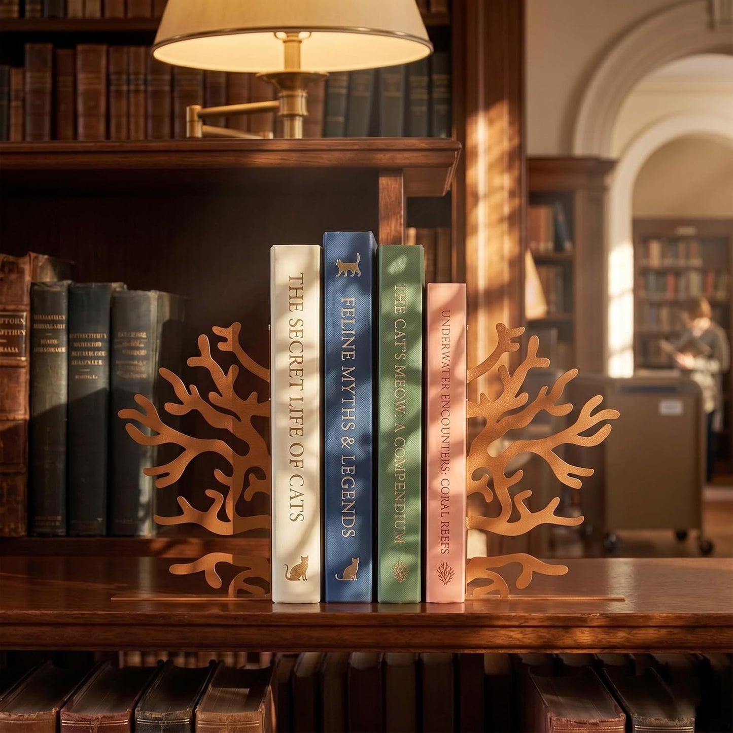 Metal Coral Reef Decorative Bookends / Brown