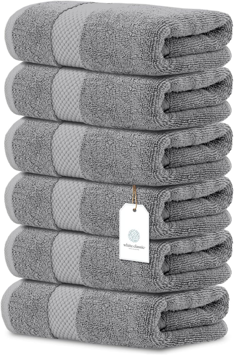 White Classic Luxury Light Gray Hand Towels - Soft 100% Turkish Cotton | Highly Absorbent Hotel spa Bathroom Towel