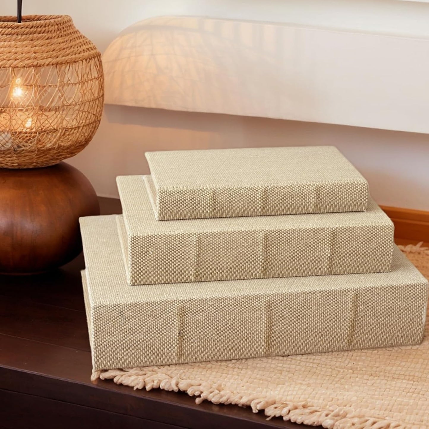 Modern Neutral Fabric Faux Books / Linen / S&M&L / Set of 3