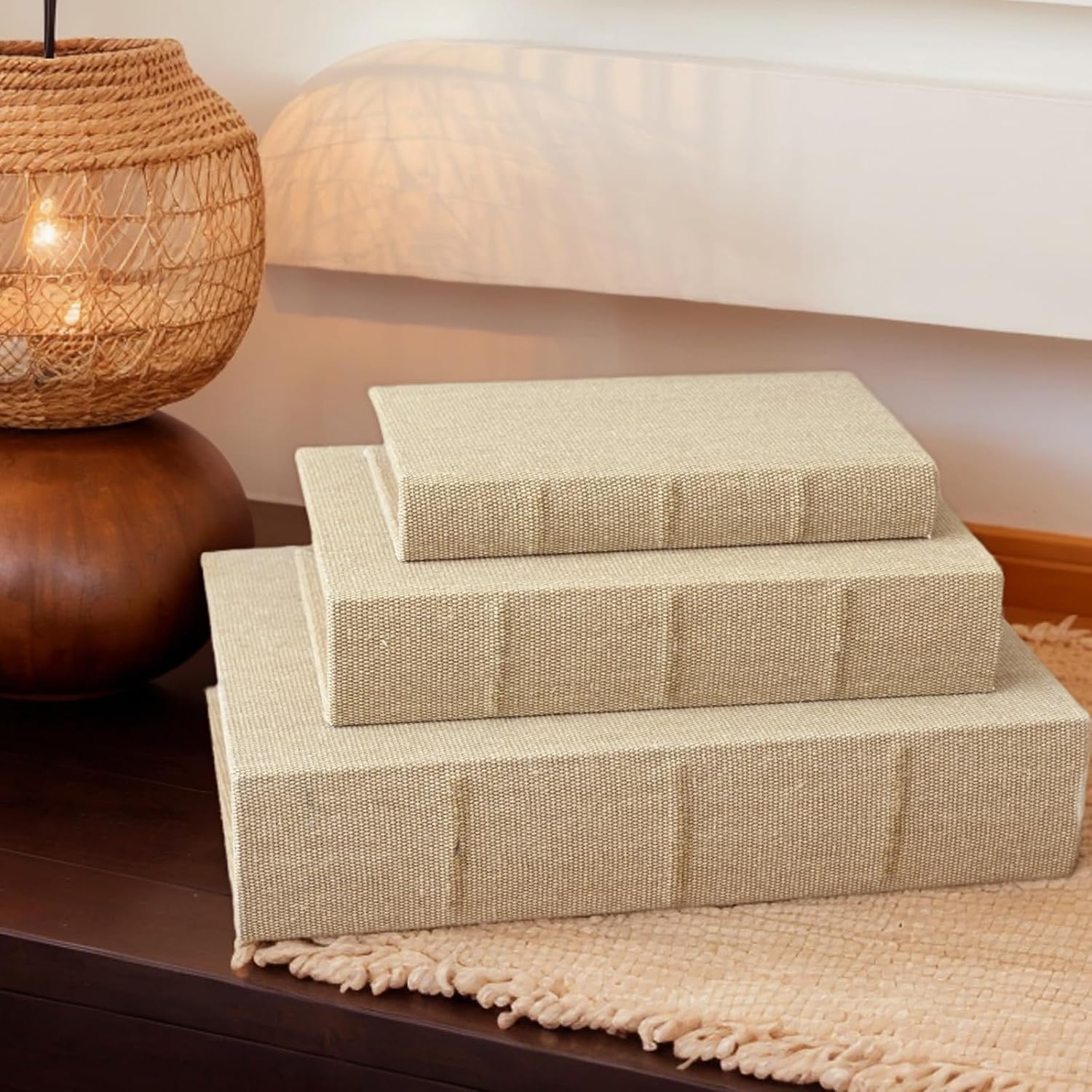 Modern Neutral Fabric Faux Books / Linen / S&M&L / Set of 3
