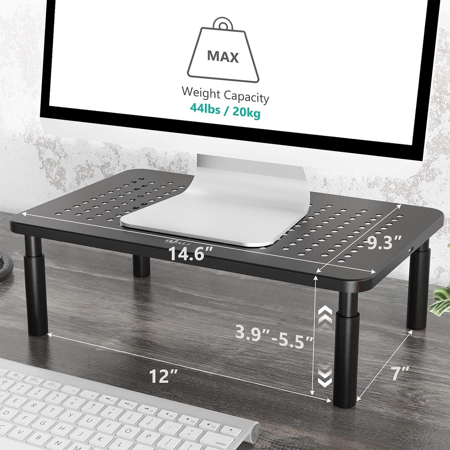 WALI Desk Organizer, 1 Tier Computer Monitor Stand for Desk, Desk Monitor Riser 3 Height Adjustable, Laptop Stand