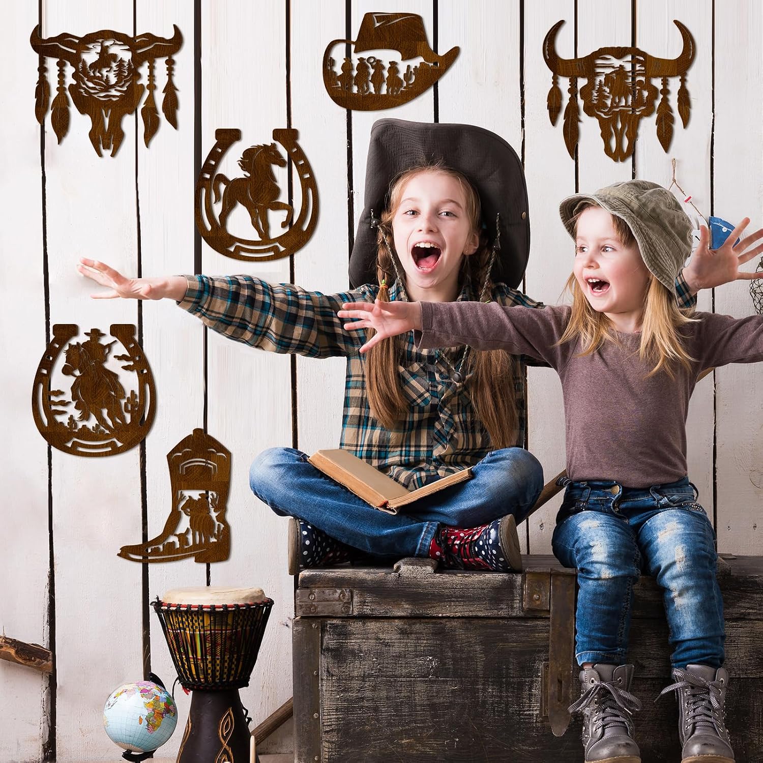 Western Wall Decor Wood Wall Art Rustic Hat Boot Saddle Deer Bear in the / Brown / Cowboy / Set of 6