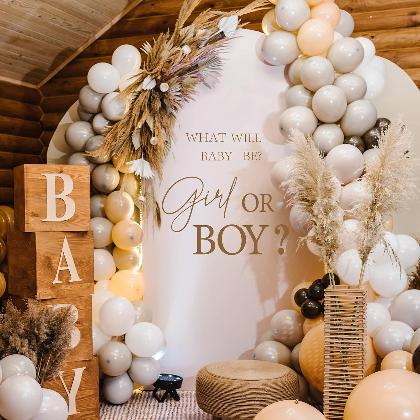Gender Reveal Party Decal Sign Neutral Color Baby Shower Wall Stickers for Balloon / Girl or Boy