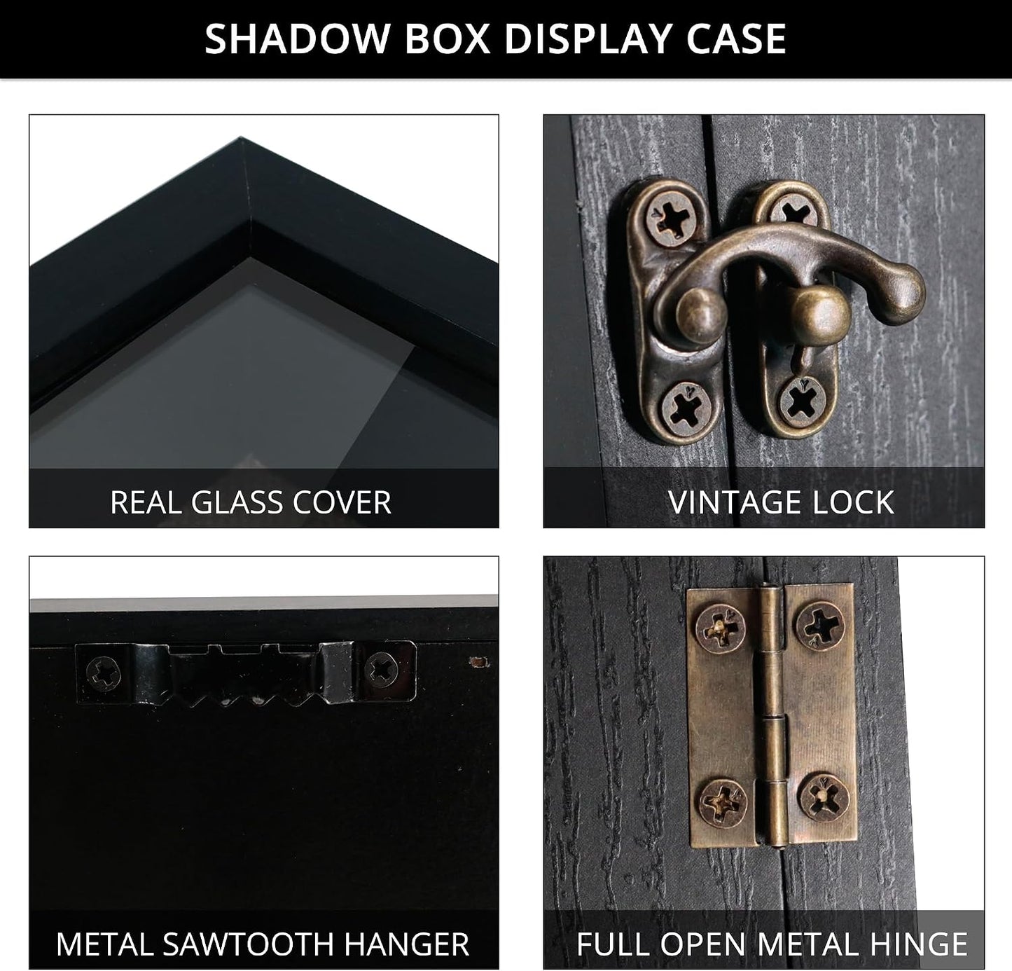 Large Graduation Shadow Box Frame for Cap Gown, Black 13x16 Display Case | Hinged Front Open Door Keepsake Box with