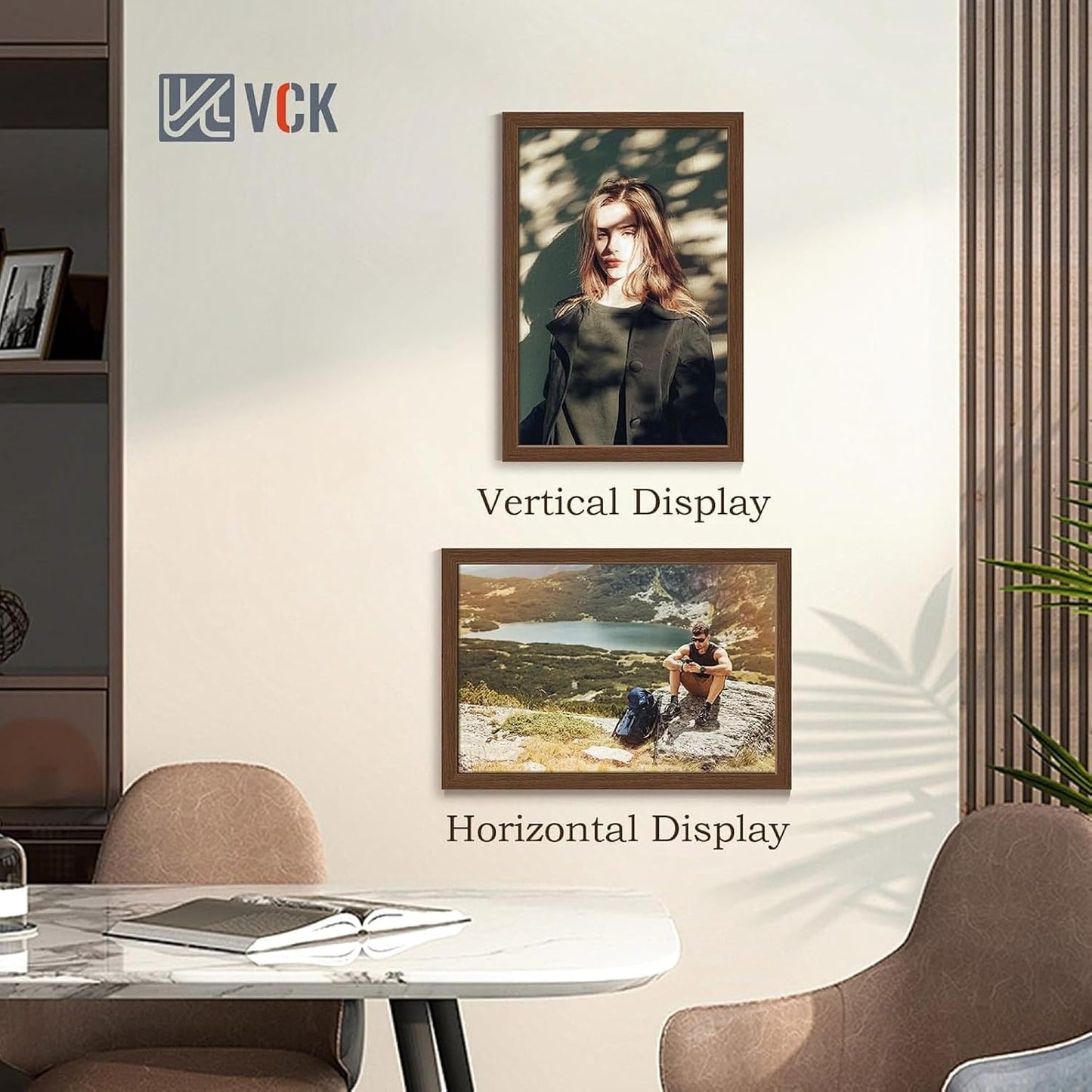 VCK 16x24 Frame Brown 4 Pack, Wide Thick Wood Border, for Poster/Prints | Exclusive Woodgrain, Wall Hanging, HD