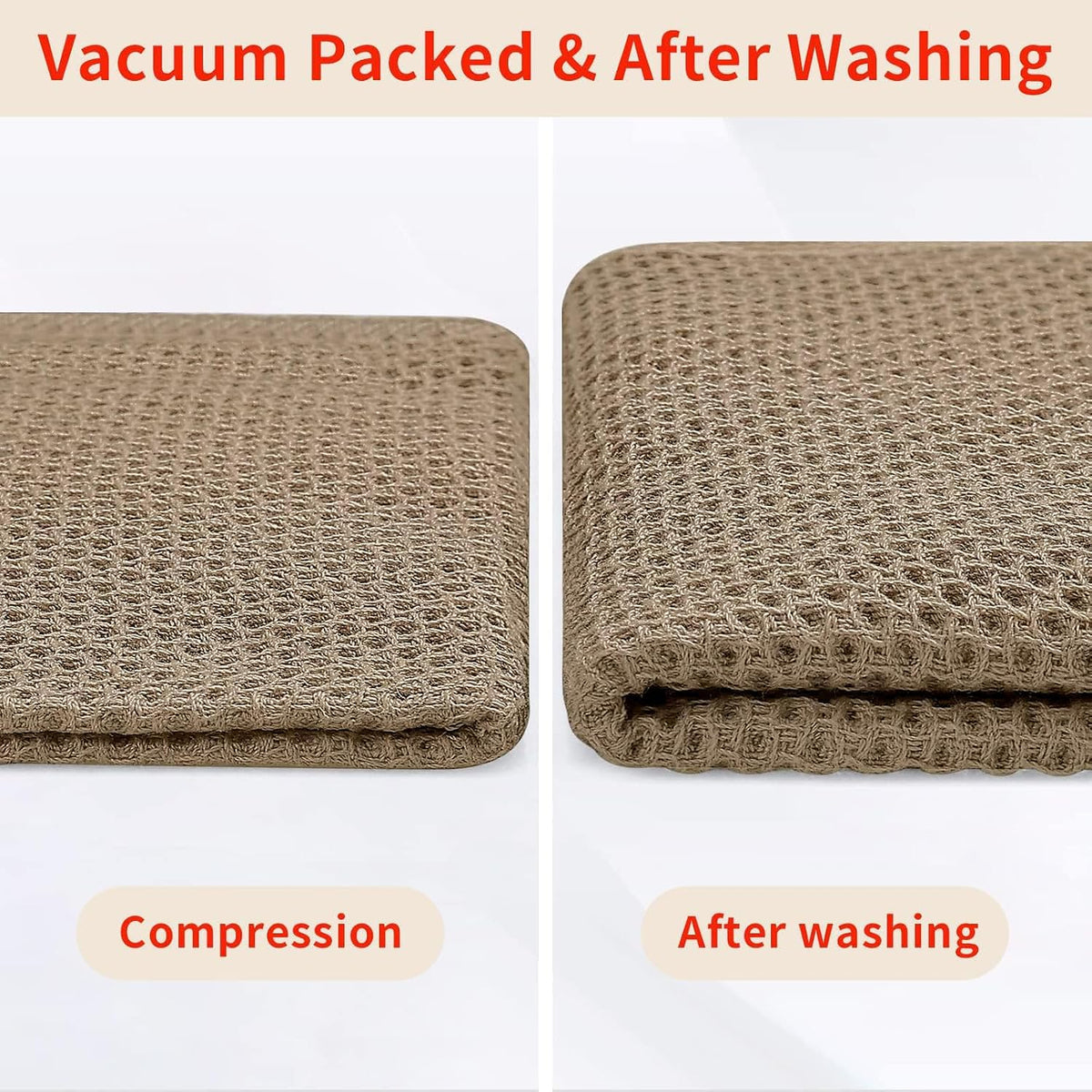 Homaxy 100% Cotton Waffle Weave Kitchen Dish Cloths 24-Pack, Tan | 12 x 12 Inches, Ultra Soft Absorbent Dish Towels