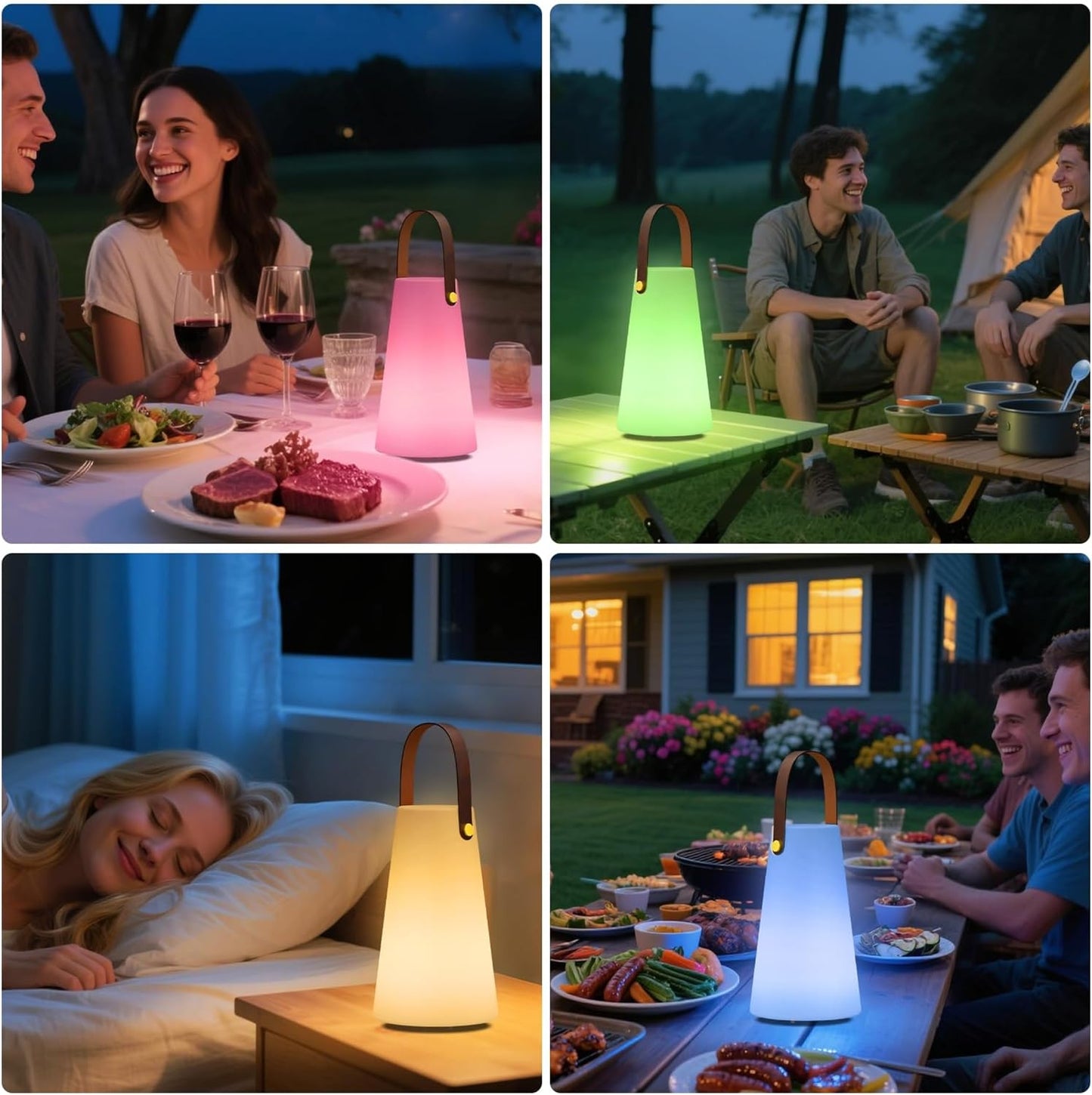 Outdoor Lanterns, GGII Rechargeable Camping Lantern with IP44 Waterproof, Battery Operated Outdoor Portable Cordless