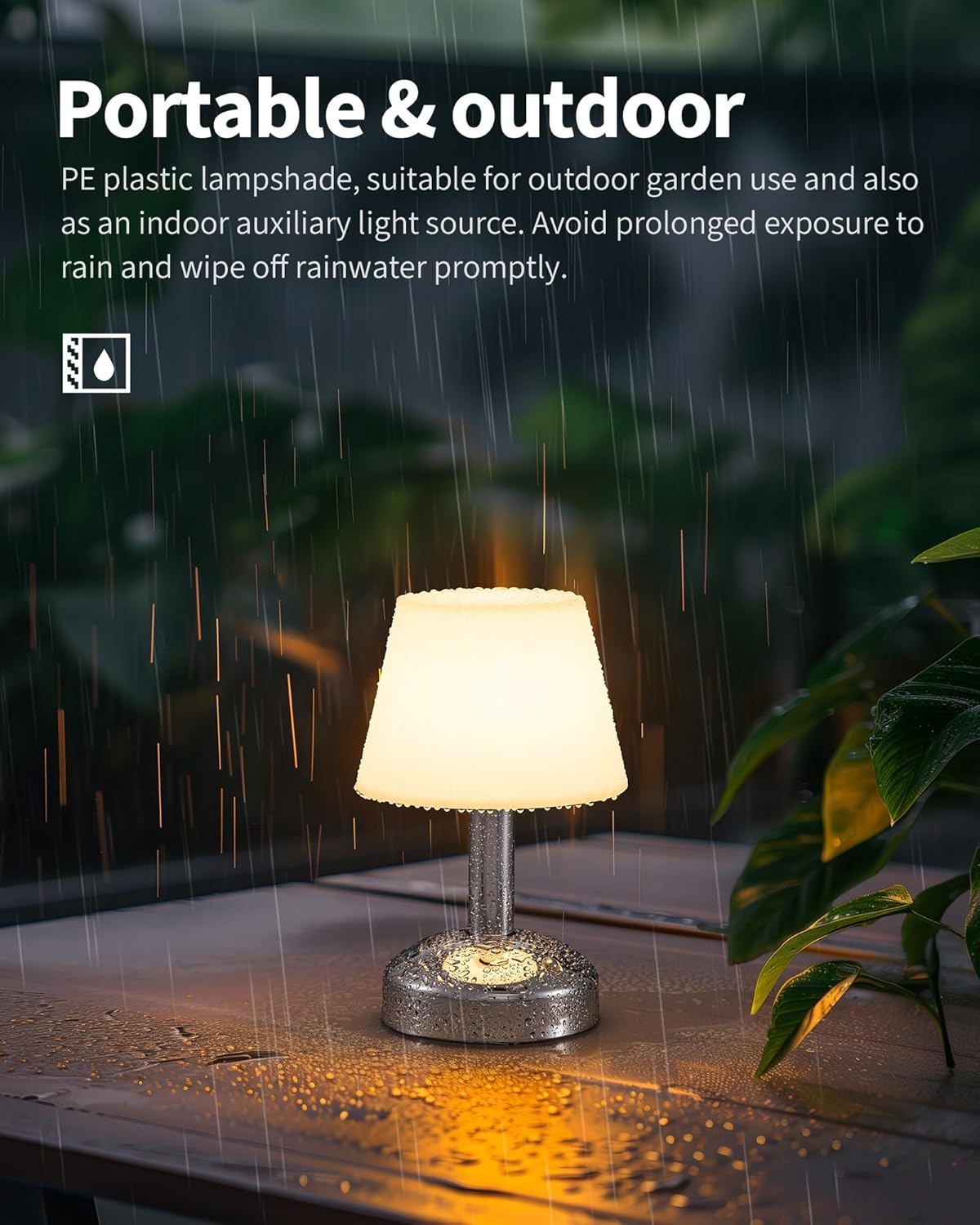 KDG Silver Cordless Small Table Lamp, Portable LED Dimmable Desk Lamp | Modern 4000mAh Rechargeable Battery Operated