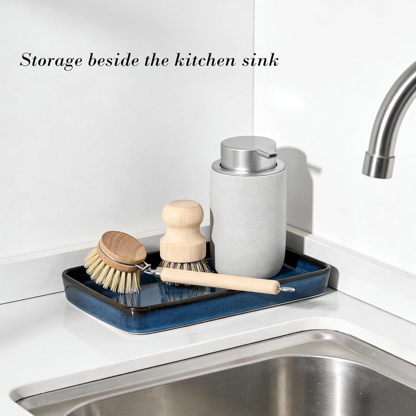 Bathroom Vanity Tray for Countertop- Ceramic Decorative / Kiln-transformed Blue-1 Pc / 10 x 6 x 1