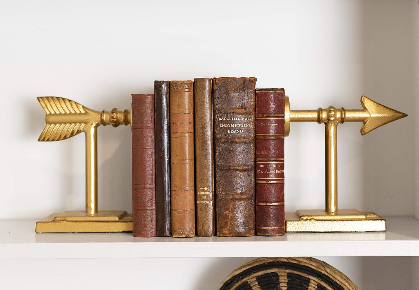 Decorative Cast Metal Arrow Bookends / Gold / Set of 2