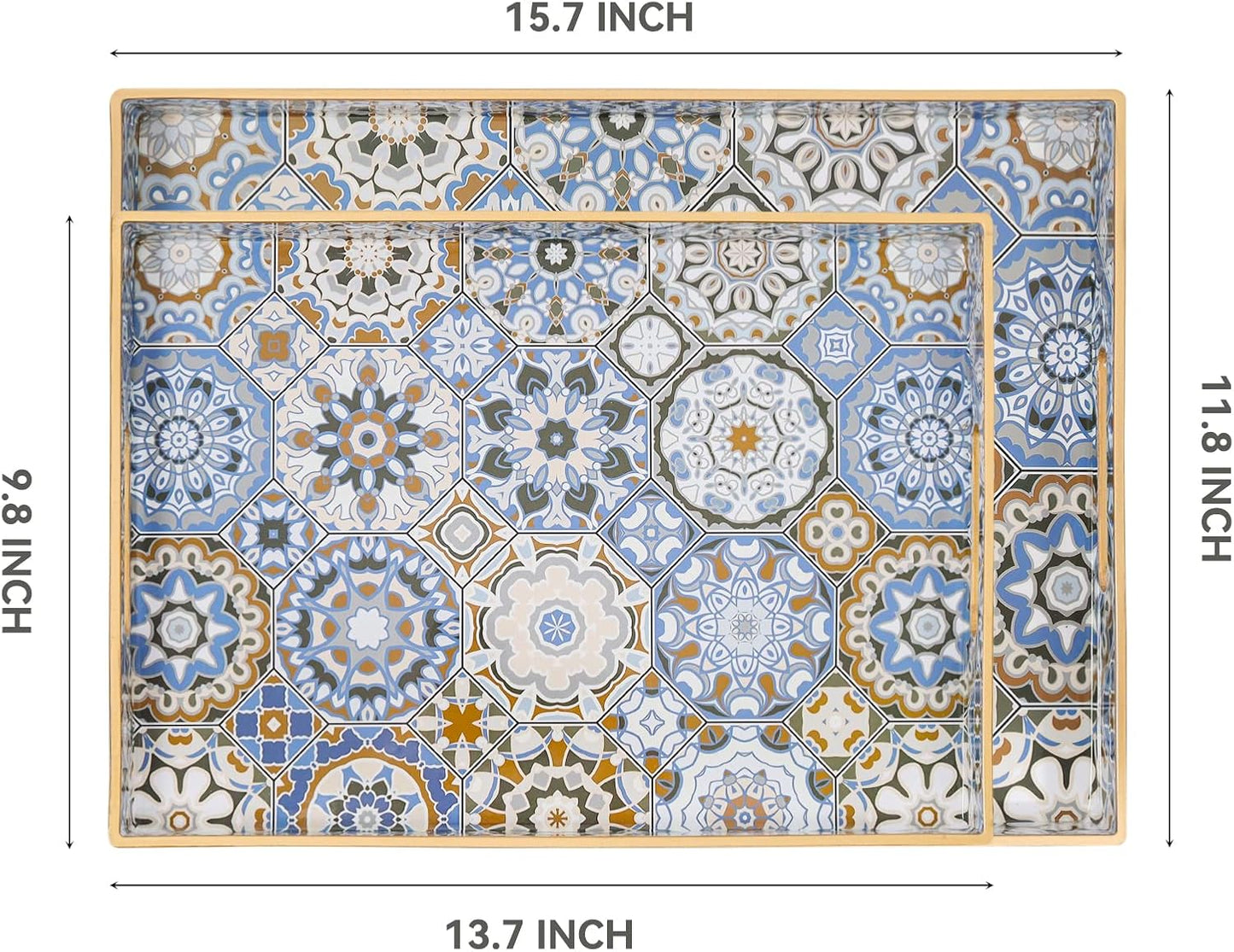 Serving Tray / 15.7 x 11.8 x 1.6 / Bohemian Blue / Set of 2
