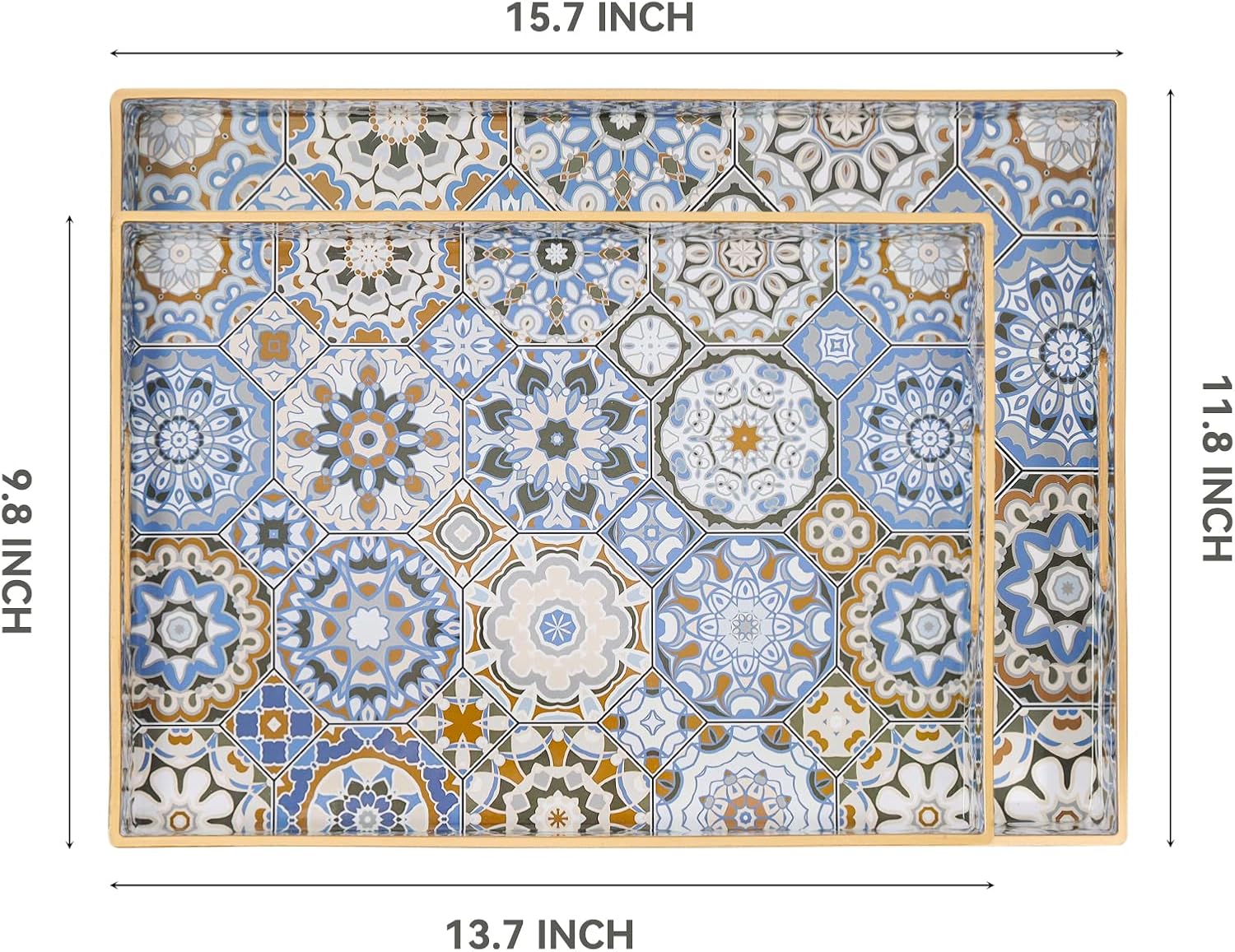 Serving Tray / 15.7 x 11.8 x 1.6 / Bohemian Blue / Set of 2