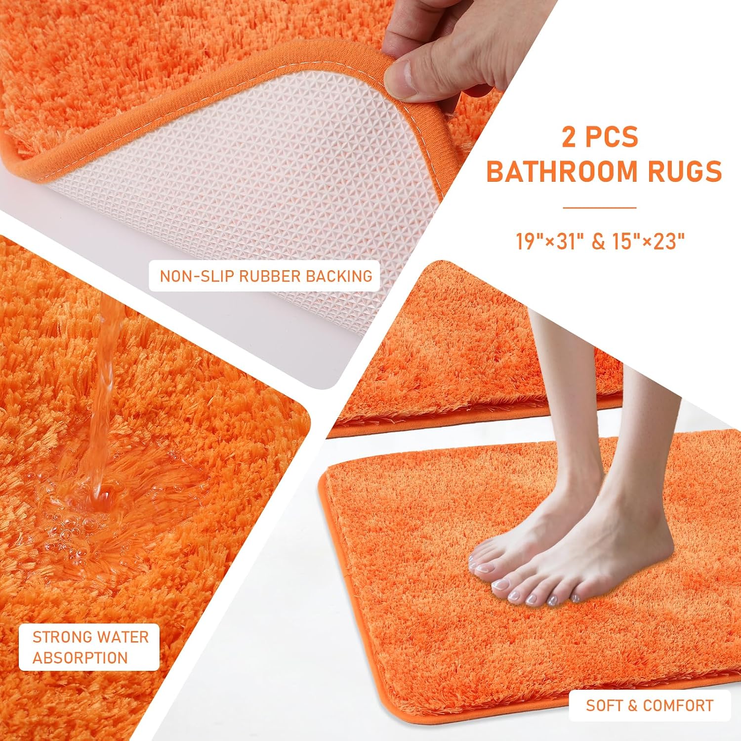 XLHOMO 11PCS Bathroom Sets with Shower Curtain and Rugs Bathroom Accessories Set Orange Bathroom Set,Soap Dispenser &