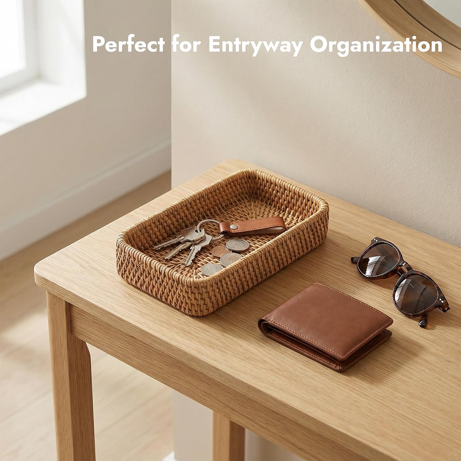 Small Natural Rattan Storage Tray / 8.3 x 4.3 / Natural Xs