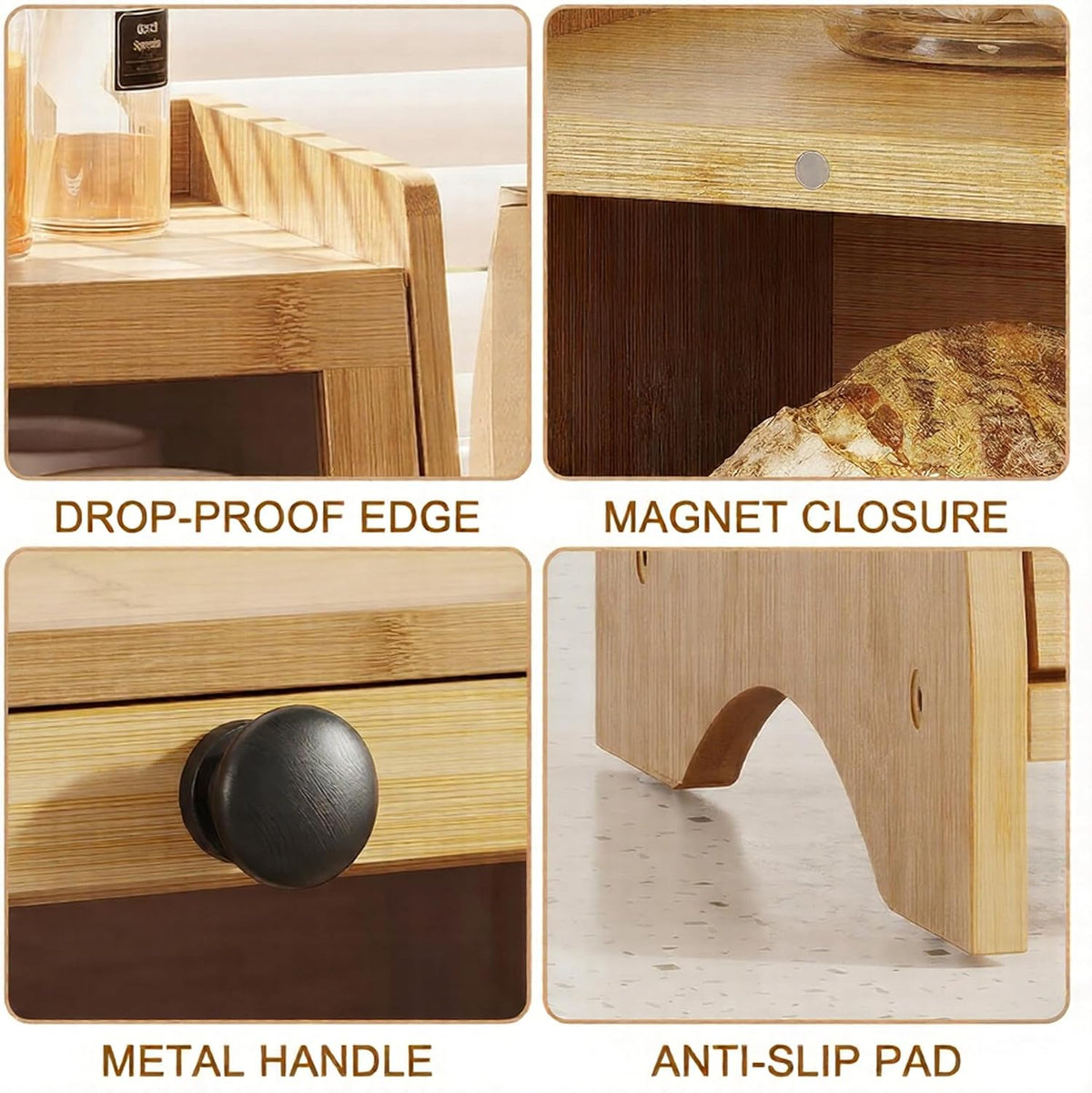 BAMBANG Bread Box for Kitchen Countertop, Extra Large Bamboo Bread Storage Container for Homemade Bread, Double Layer