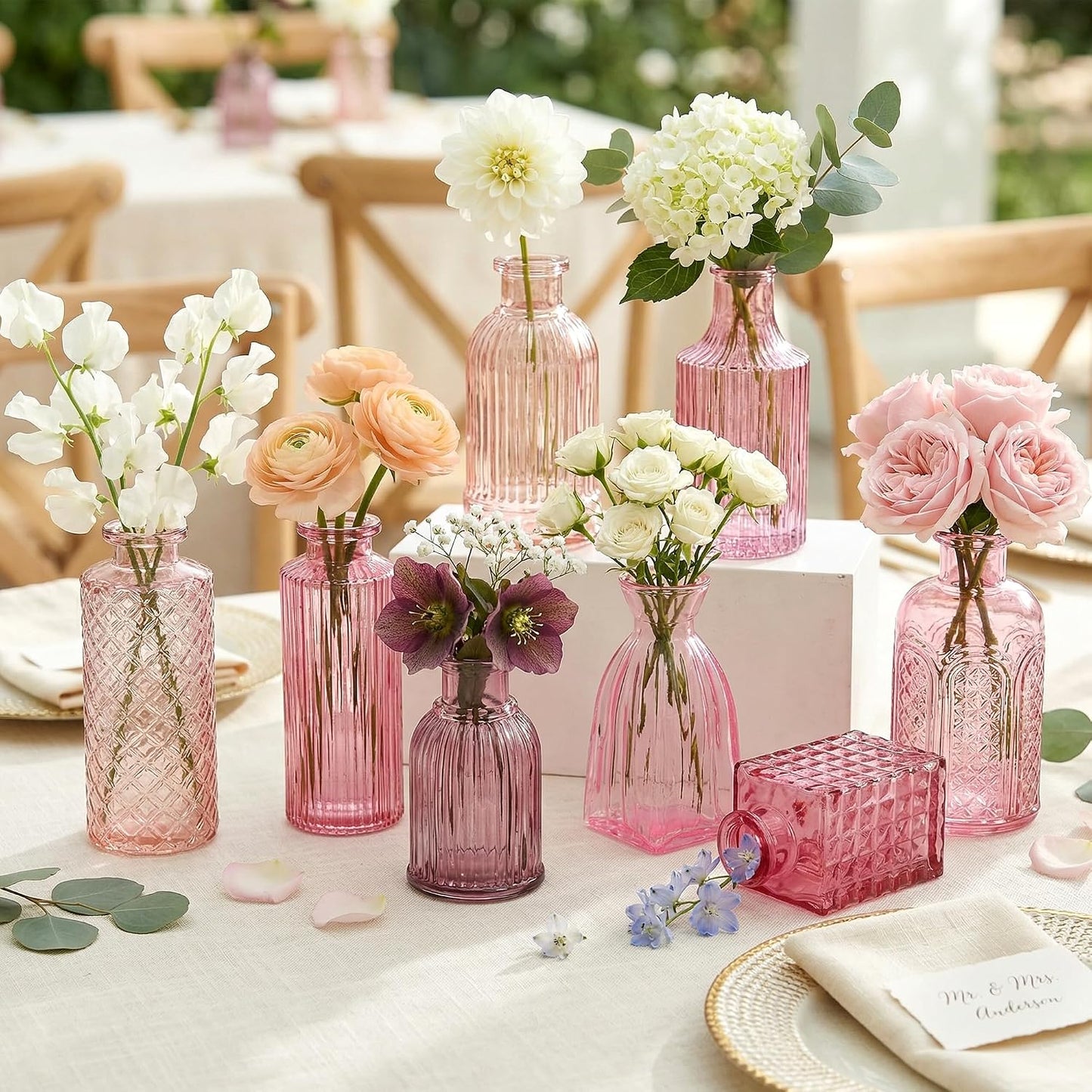 Pink Glass Bud Vases / Pink Series / Set of 30