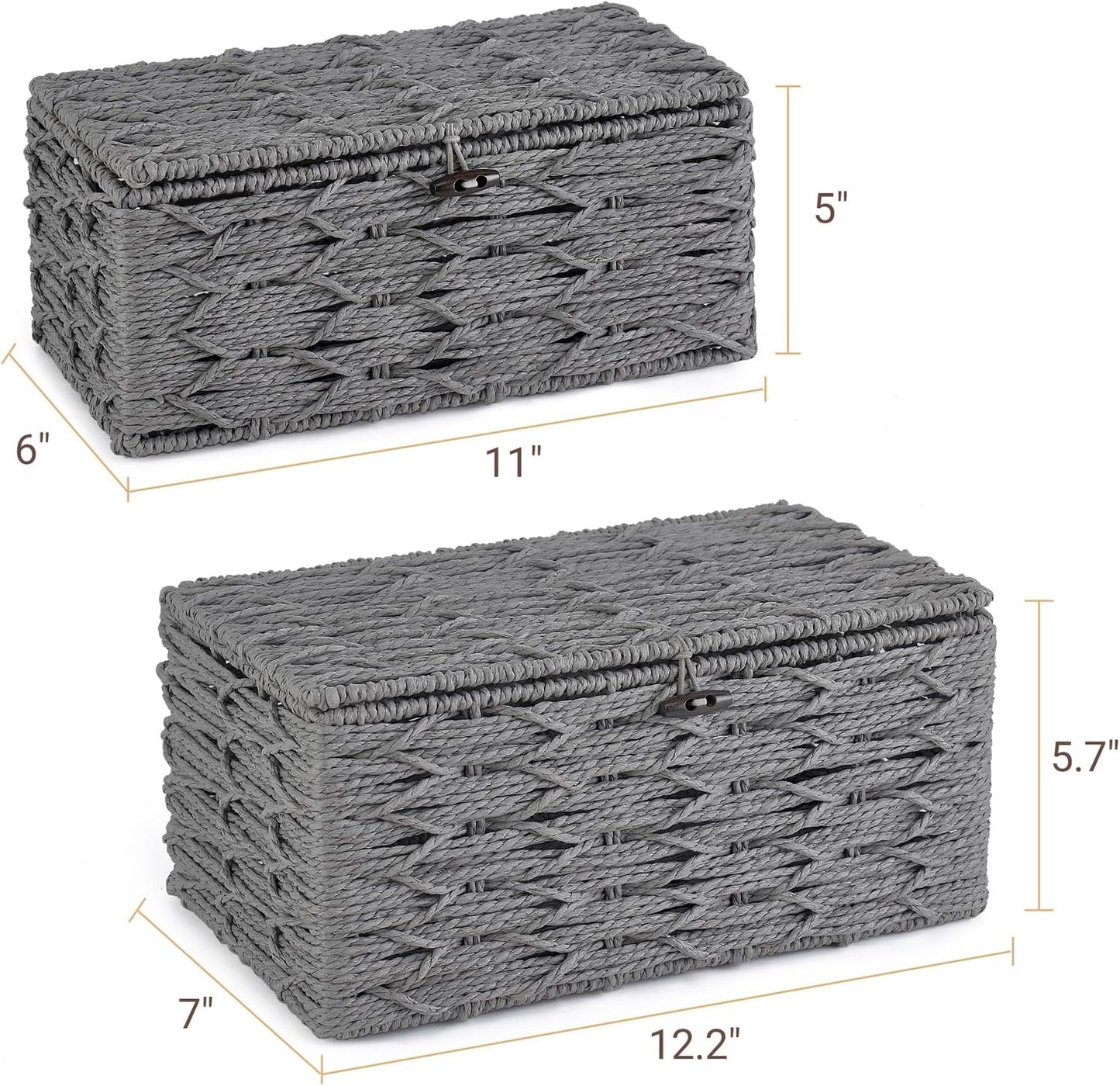 Storage Baskets Bin / Lid Decorative Paper Rope Handwoven Basket Organizer