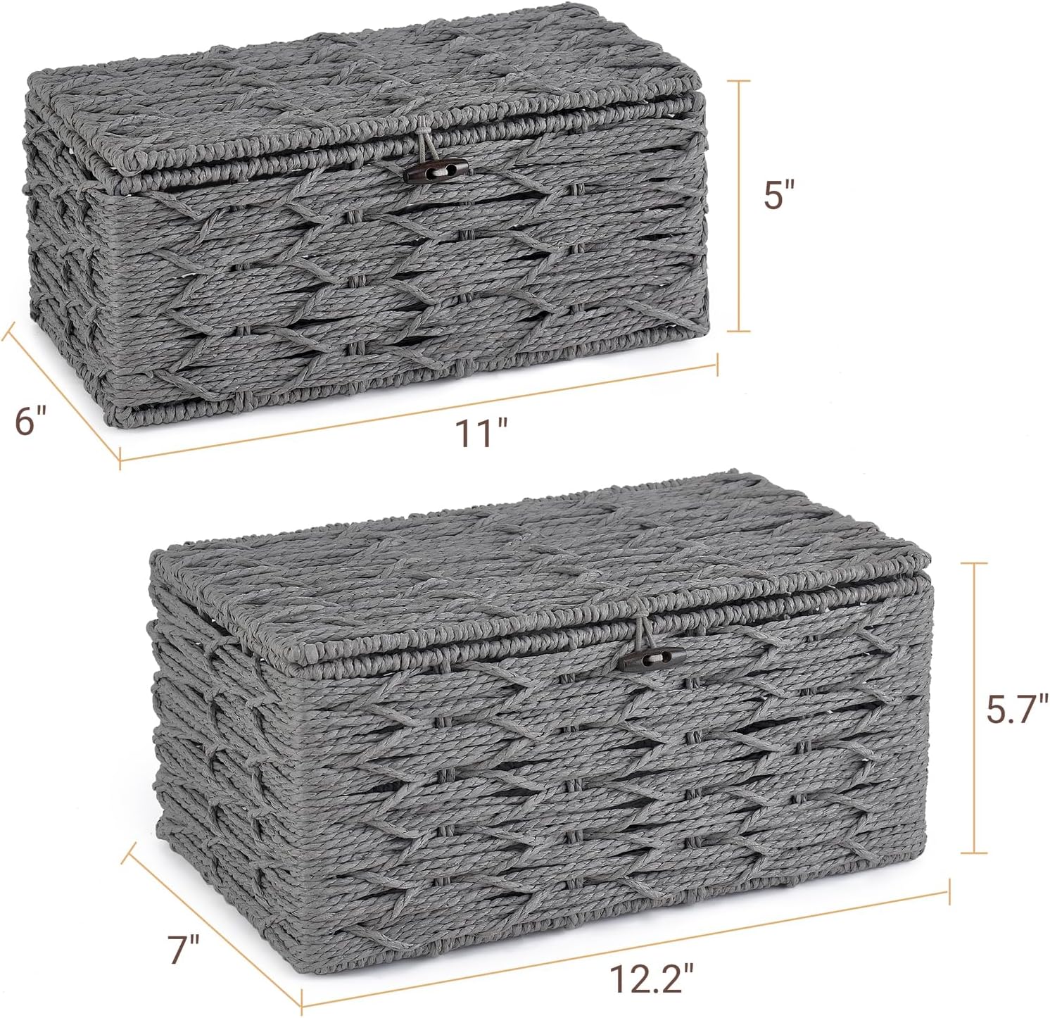 Storage Baskets Bin / Lid Decorative Paper Rope Handwoven Basket Organizer