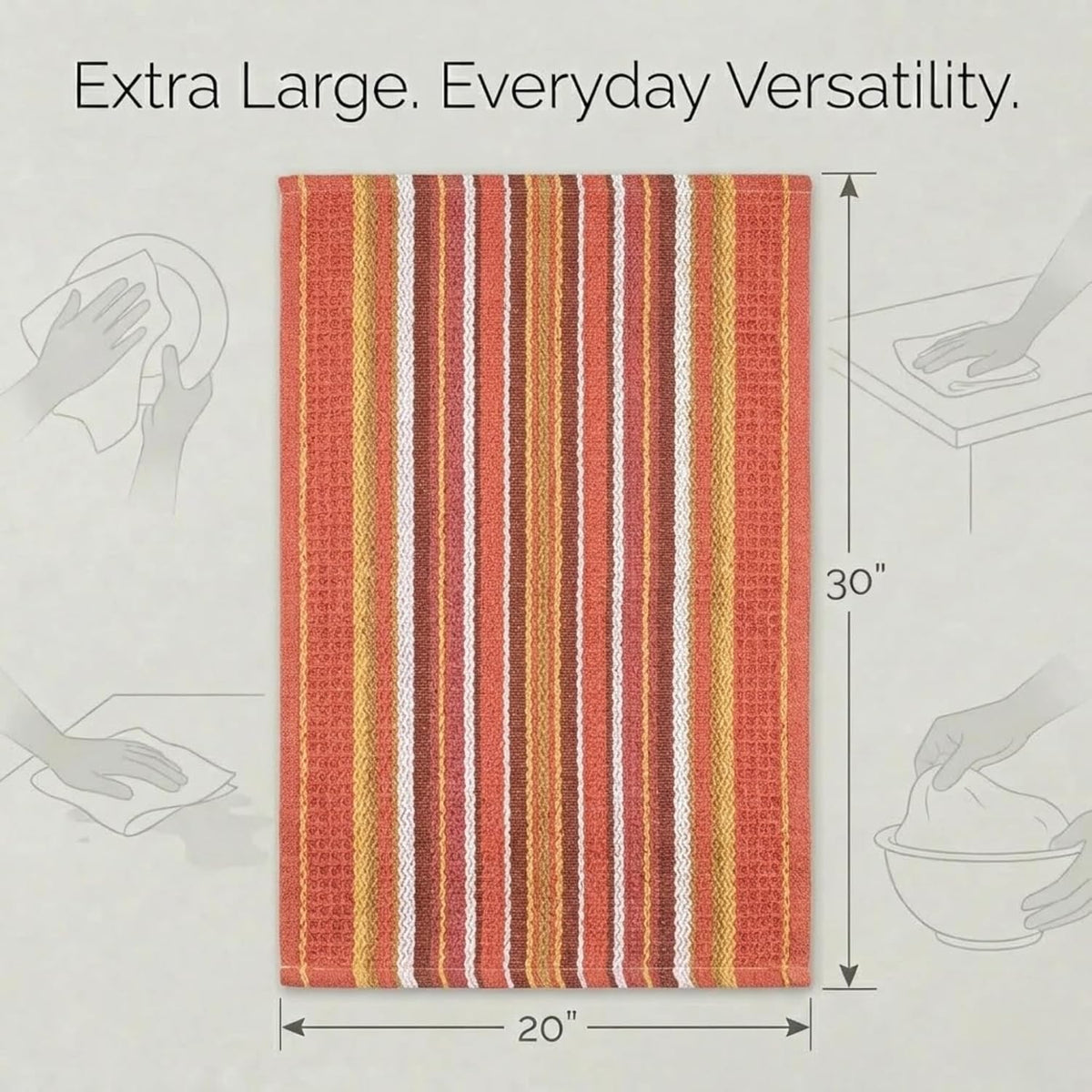 Urban Villa Kitchen Towels Cotton Dish Towels 20”x30” (Set of 6) Rust