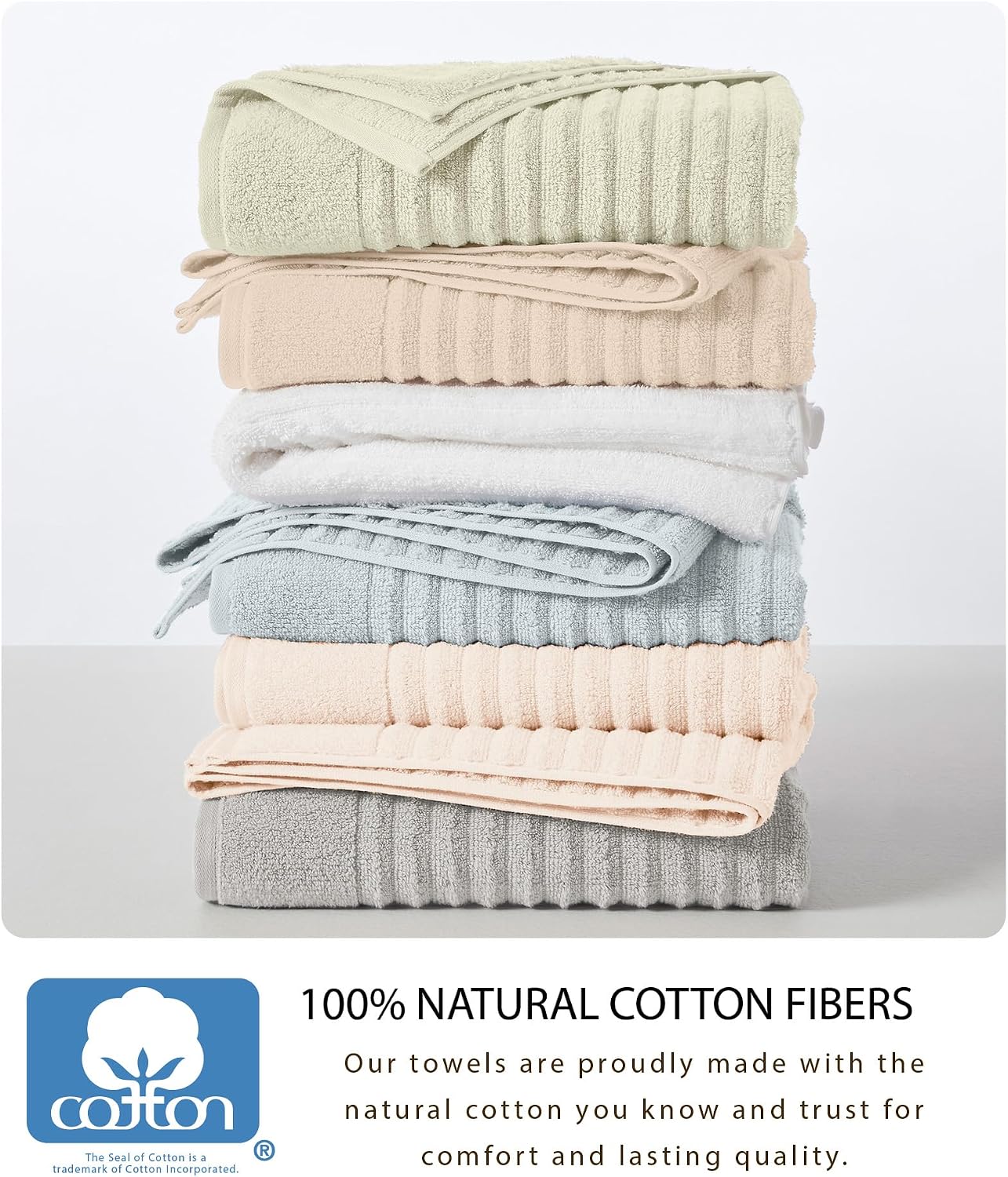 Great Bay Home 4 Pack Bath Towel Set - 100% Cotton Towels - Absorbent & Quick-Dry Towels for Bathroom (Sage Green)