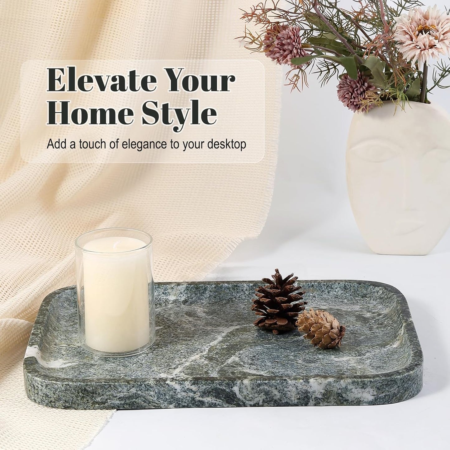 Marble Tray / Marble Catchall Trays / Indian Green / 12 x 8