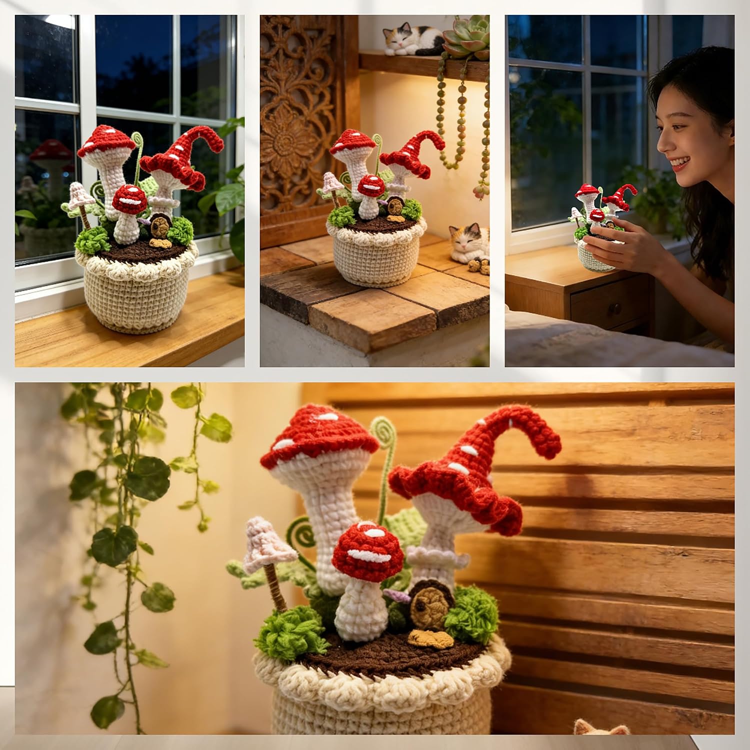 Mushroom Handmade Crochet Flowers