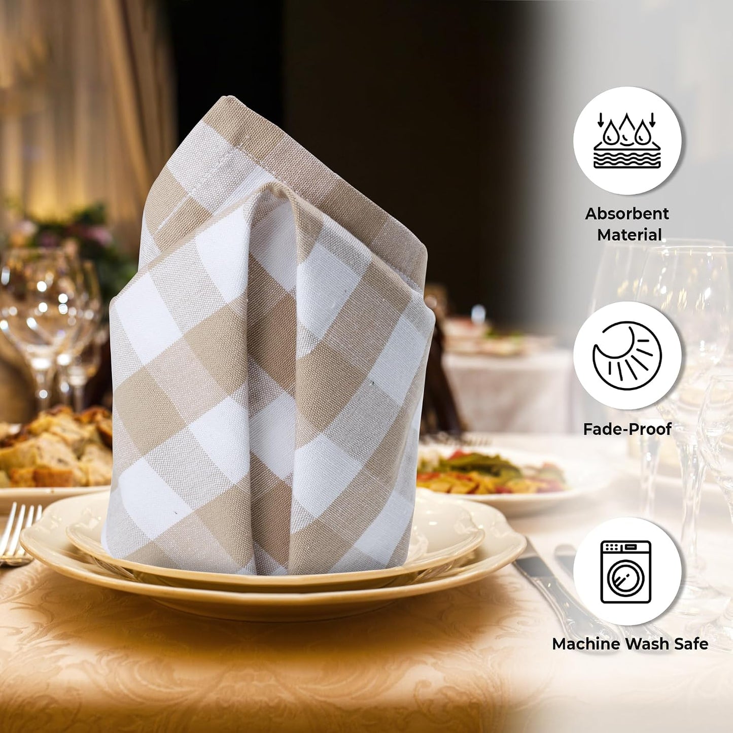 Urban Villa Cloth Napkins Cotton 20x20 (Set of 6) Taupe