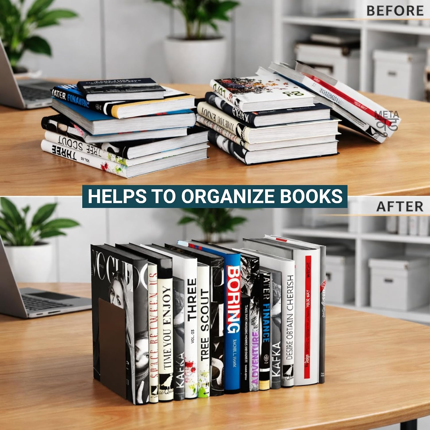 ® 2 Heavy Duty Metal Bookends for Books / Plain