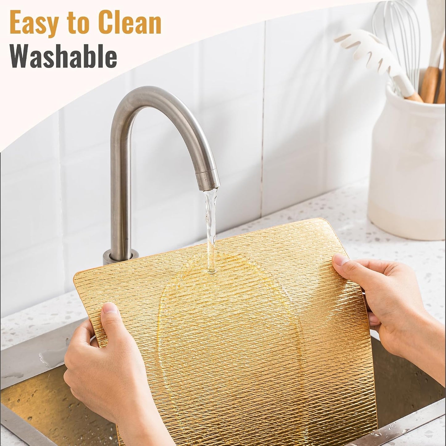 Jovono Faux Leather Placemats Set of 8, Waterproof Washable Table Mats, Easy-Clean Heat Resistant Kitchen Vinyl Place