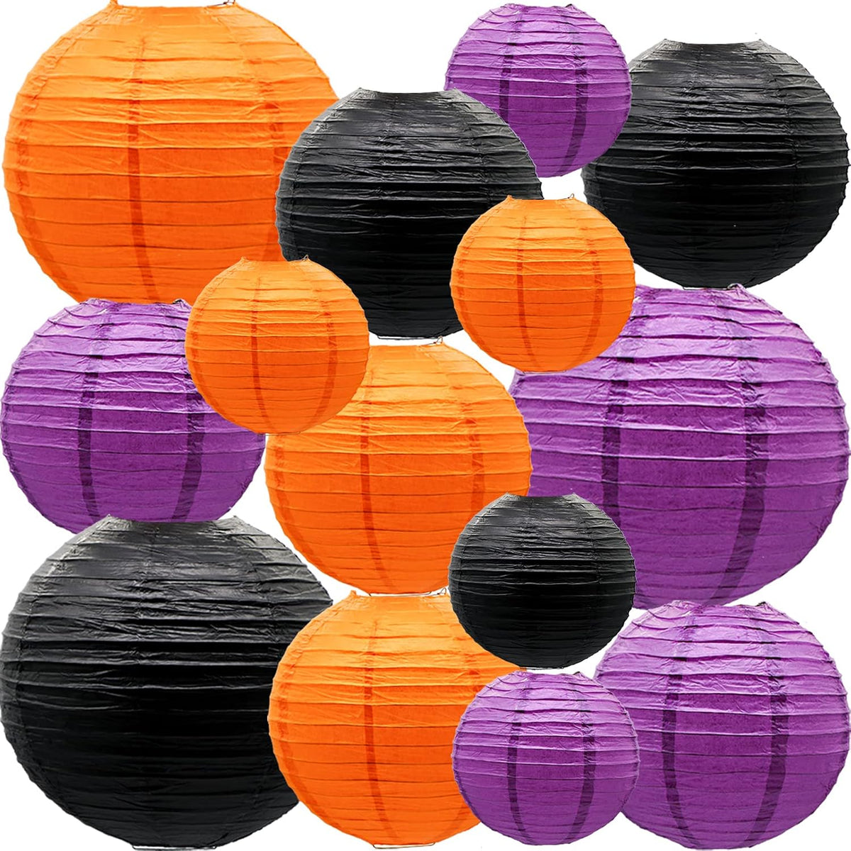 Halloween Paper Lanterns, 14 Pcs Black Orange Purple Hanging Decor
