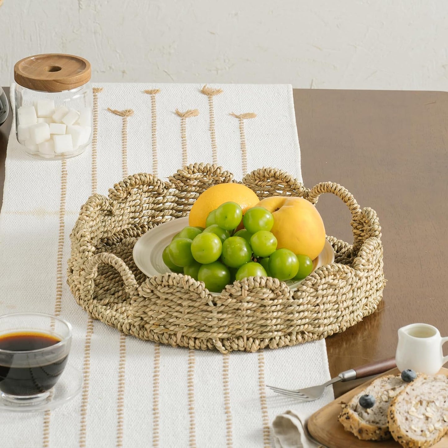 Wicker Tray / Round Wicker Basket / Seagrass-round / Set of 13