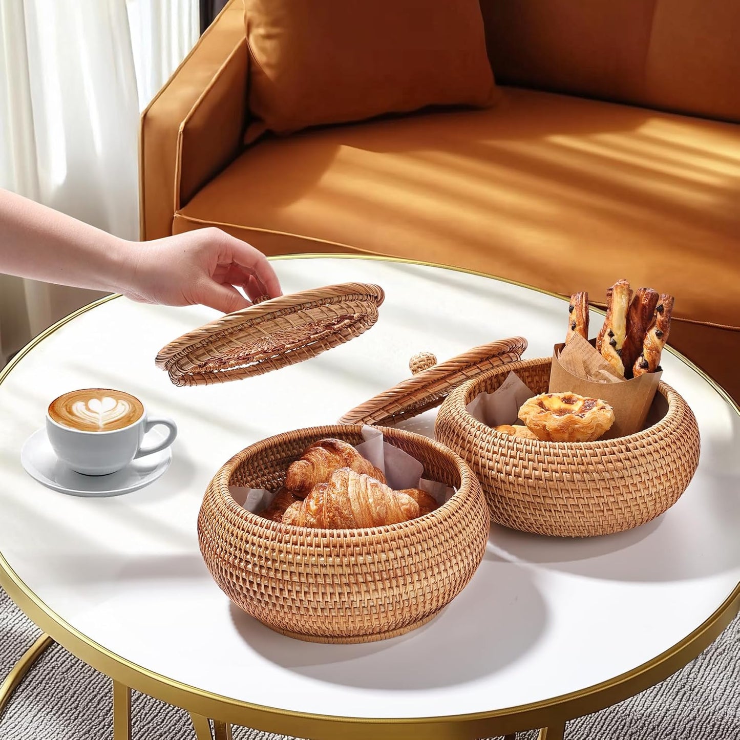 Handwoven Rattan Basket / High:9.06"d*6.30"h / Natural