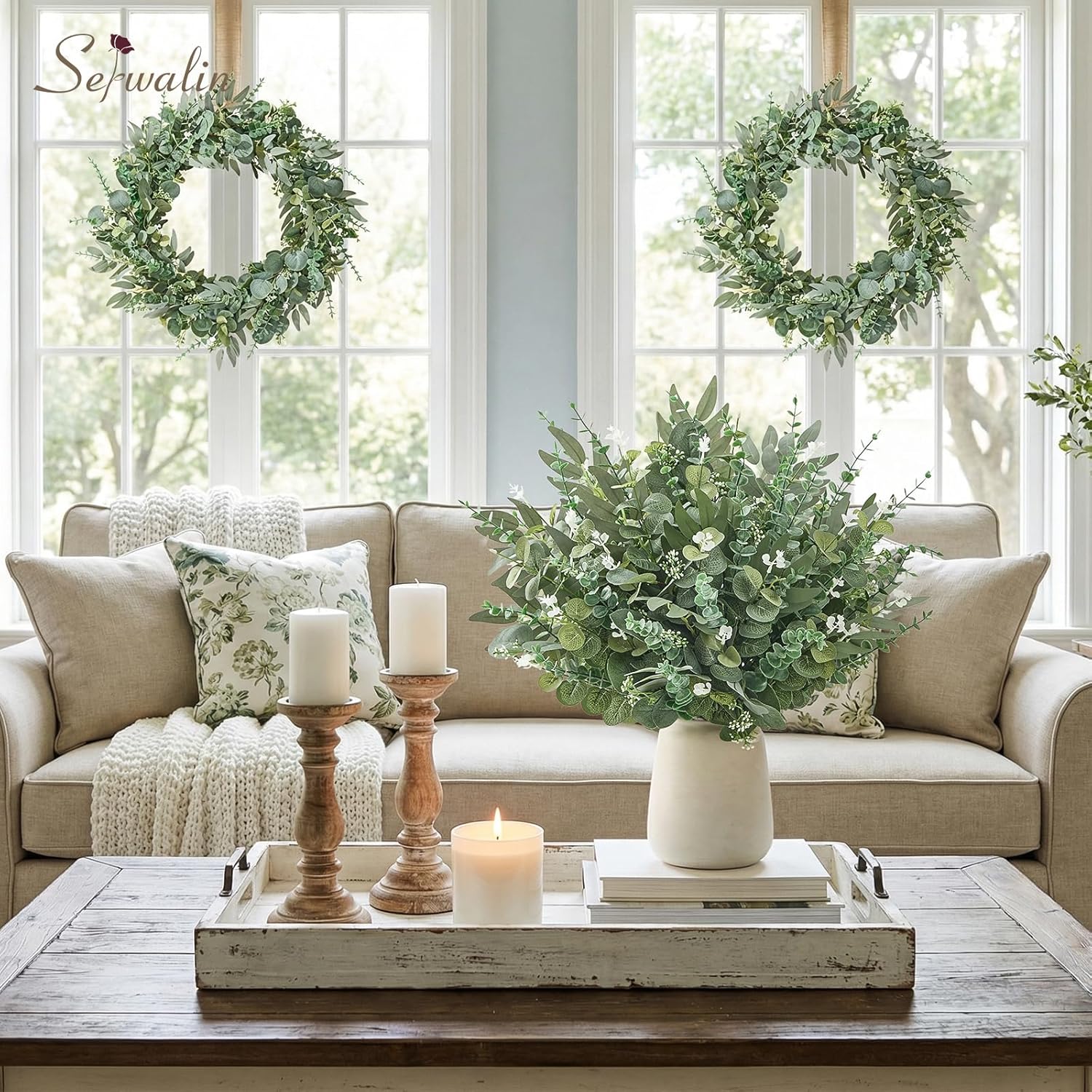 Artificial Greenery Stems / Attractive Forest Green / Set of 100