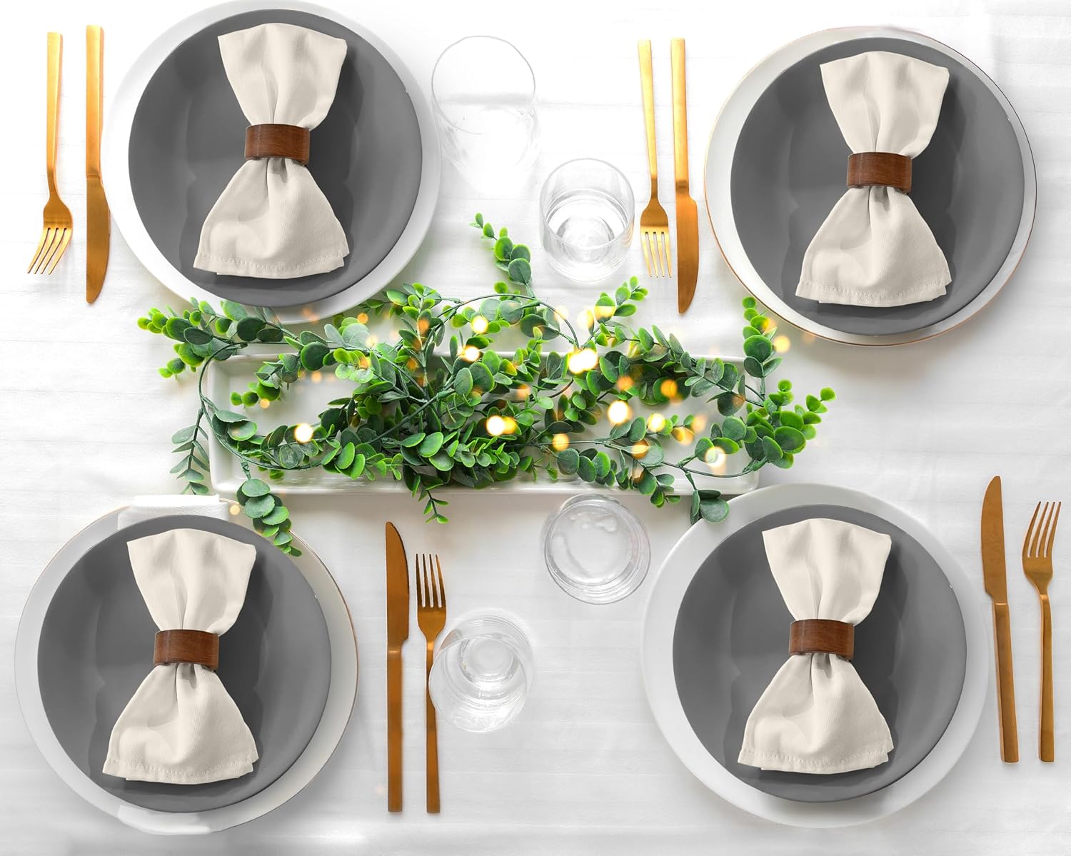 Zoyer Cloth Napkins Set of 12, Cotton Enrich 18”x18” - Ivory | Washable, Soft, Durable & Absorbent Everyday Napkins.