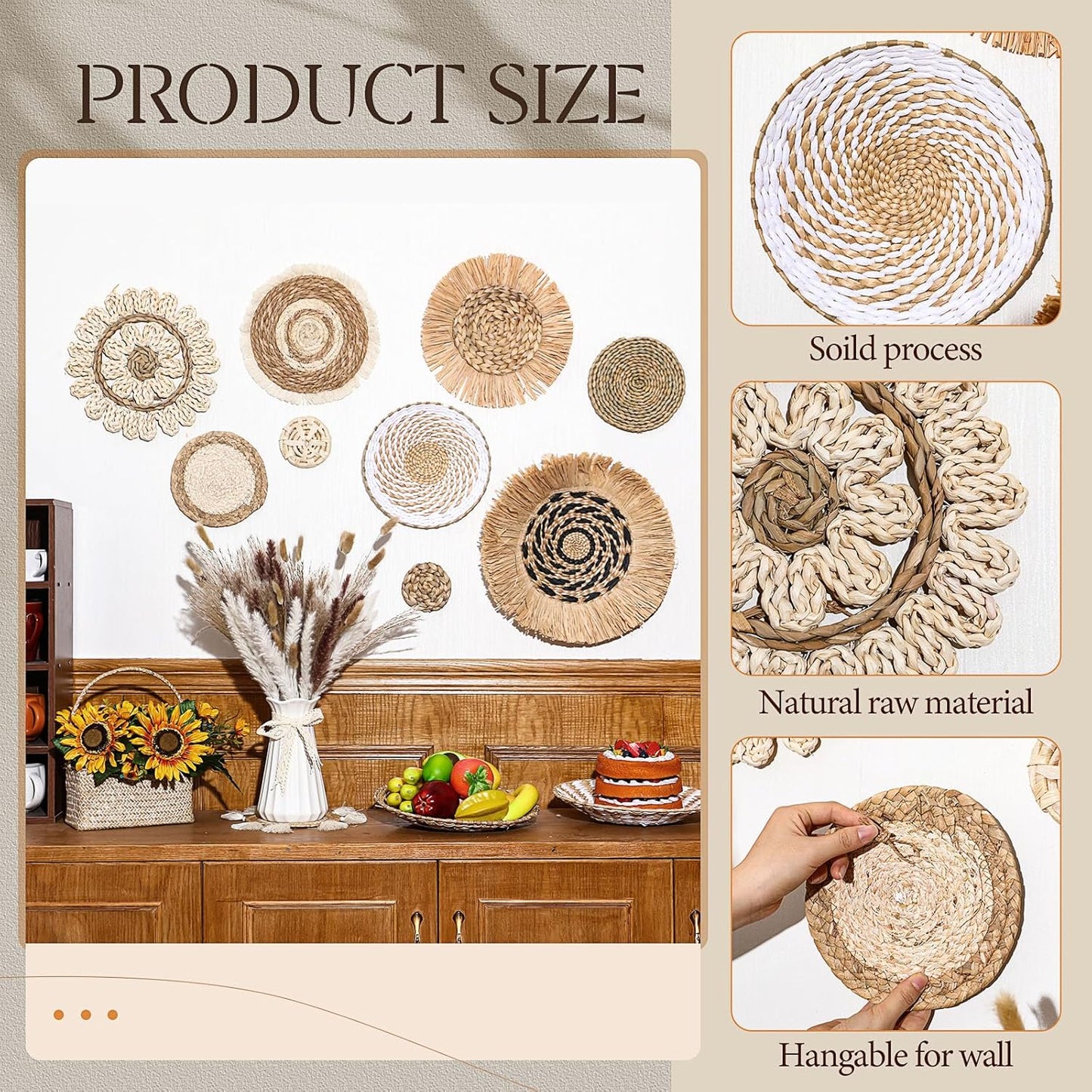 Include Hanging Woven Wall Baskets Handmade Rattan Wicker Wall Art and 120 / Set of 132