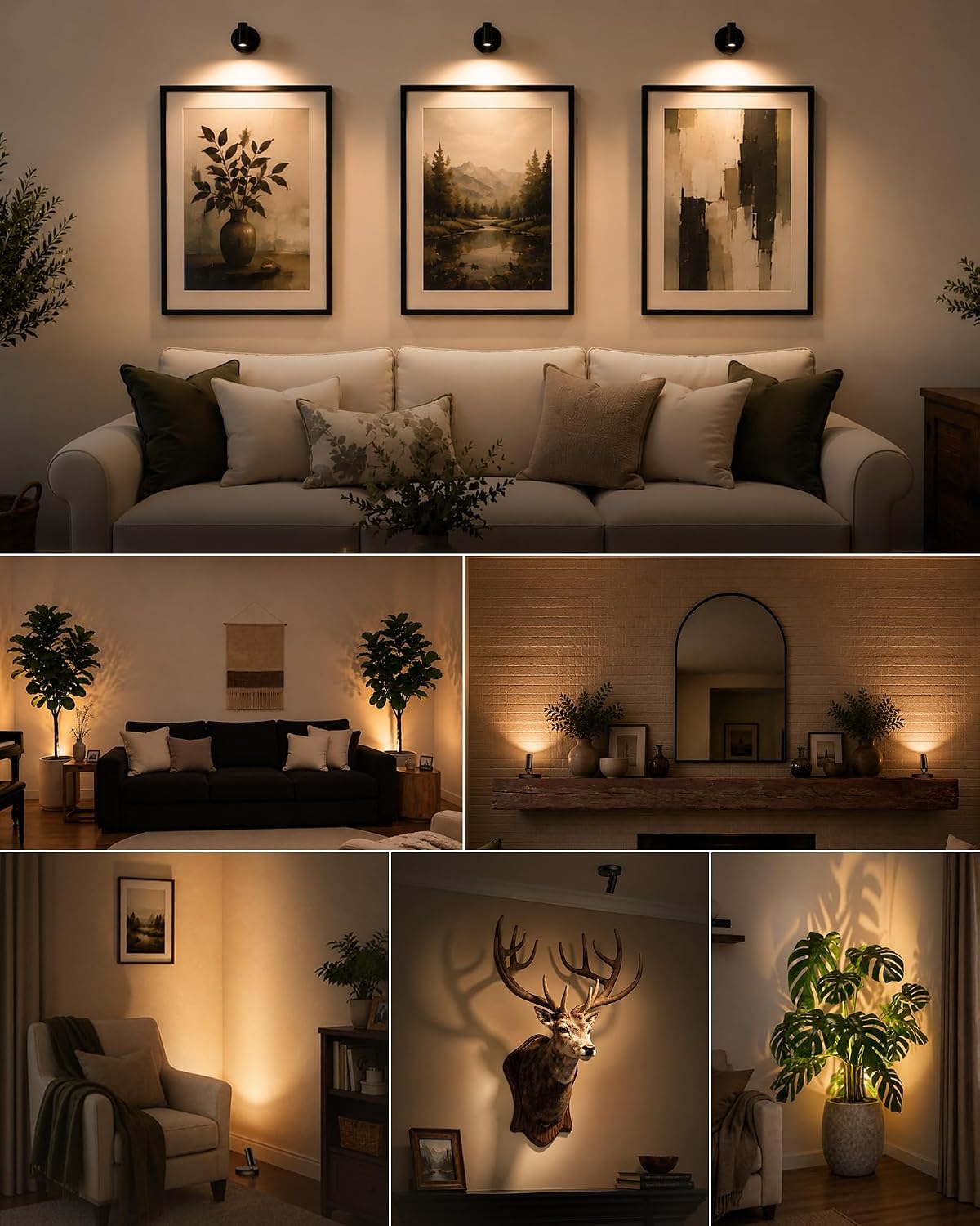 EZVALO Indoor Spotlights, Picture Lights for Wall, Uplights | 5500mAh Rechargeable Battery, with Remote, Mini