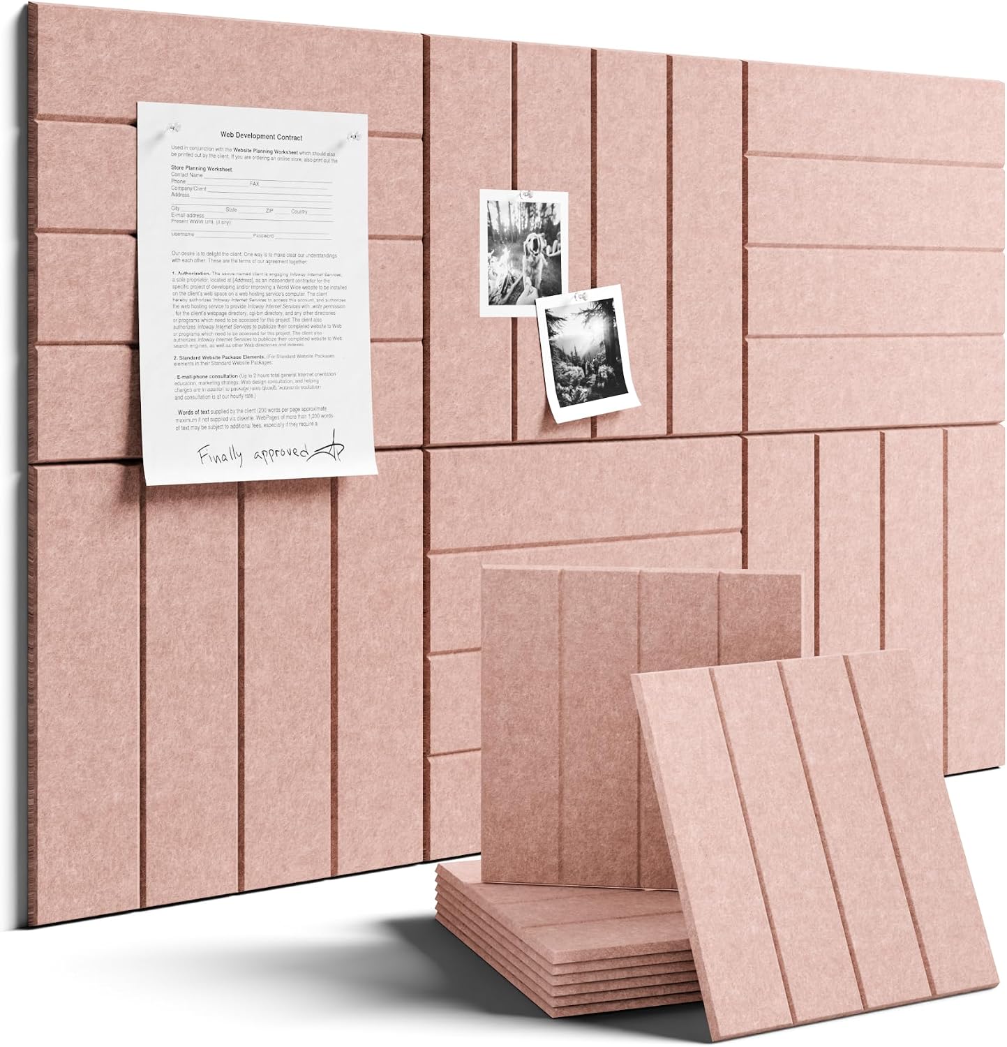 Fluxynara Felt Bulletin Board & Cork Board Alternative, Pink