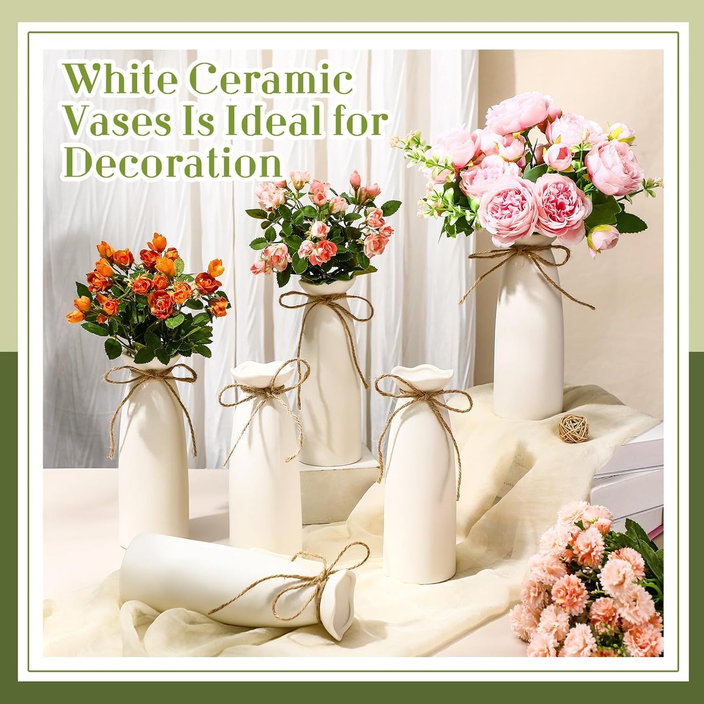 Ceramic Bud Vase / Fashionable / White / Set of 8